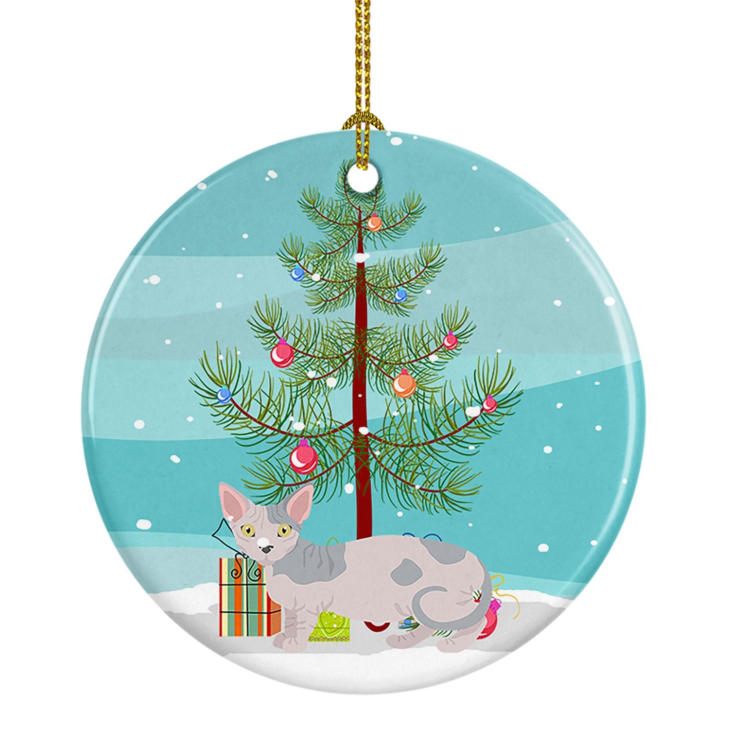 NEW Minskin Cat Christmas Ceramic Ornament Christmas Tree Hanging Decorations for Home Christmas Holiday, Party, Gift, 3 in, Mul