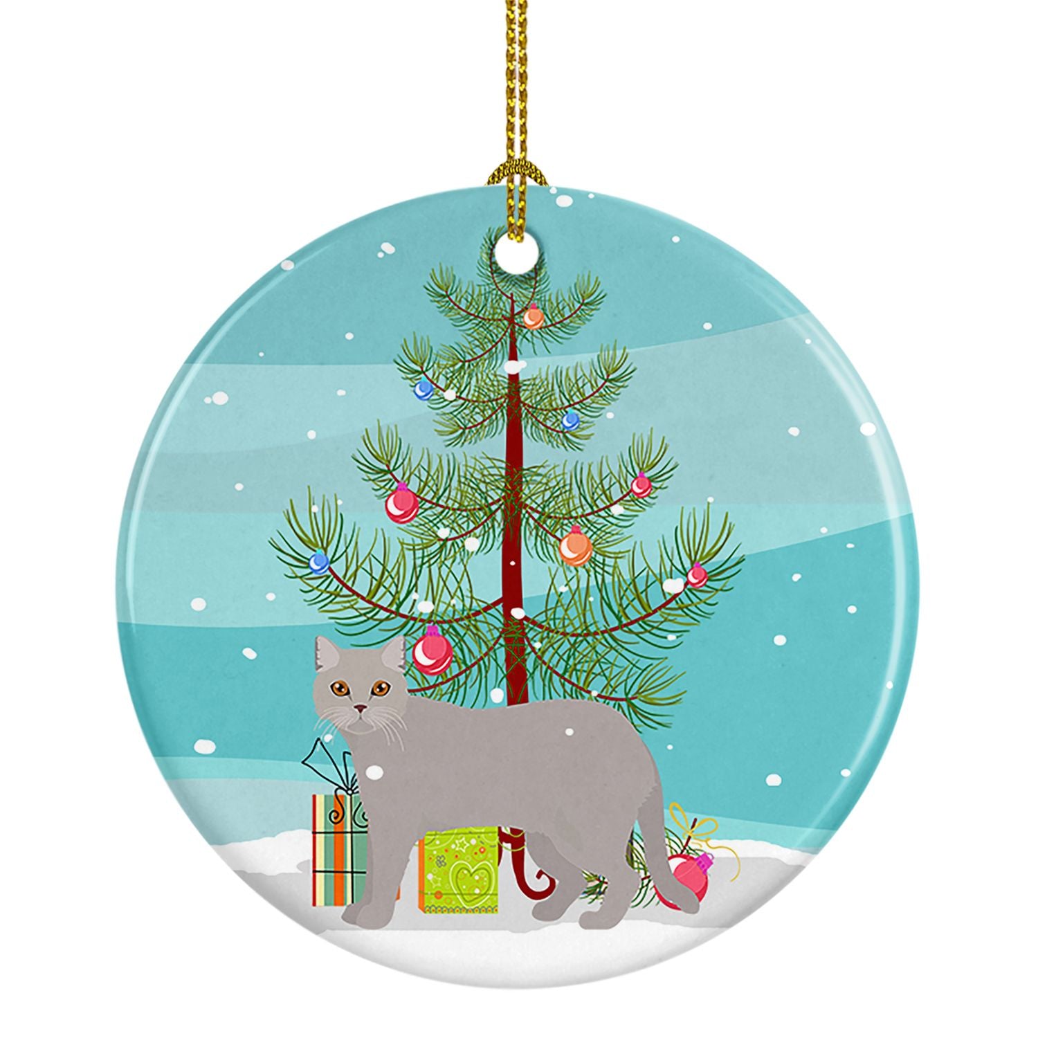 NEW British Semi Longhair Cat Christmas Ceramic Ornament Christmas Tree Hanging Decorations for Home Christmas Holiday, Party, G