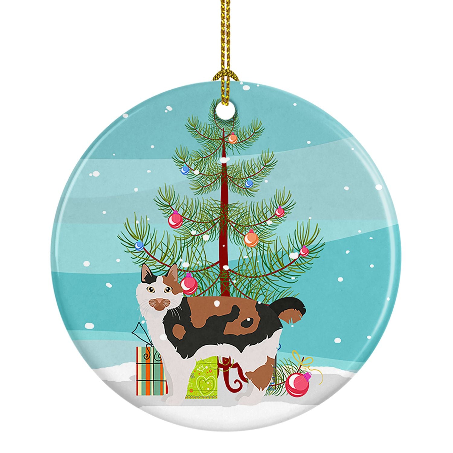 NEW Cymric Cat Christmas Ceramic Ornament Christmas Tree Hanging Decorations for Home Christmas Holiday, Party, Gift, 3 in, Mult