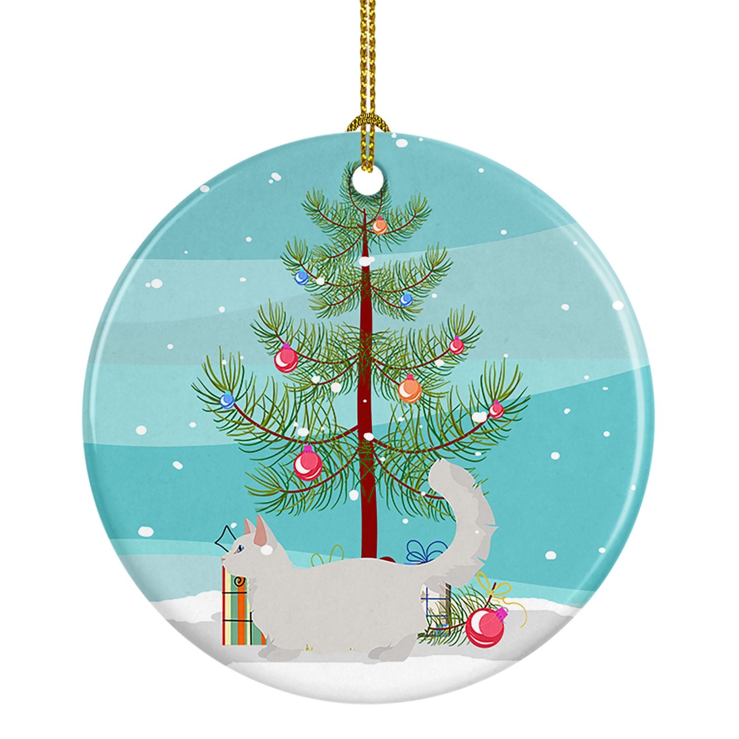 NEW Munchkin Cat Christmas Ceramic Ornament Christmas Tree Hanging Decorations for Home Christmas Holiday, Party, Gift, 3 in, Mu