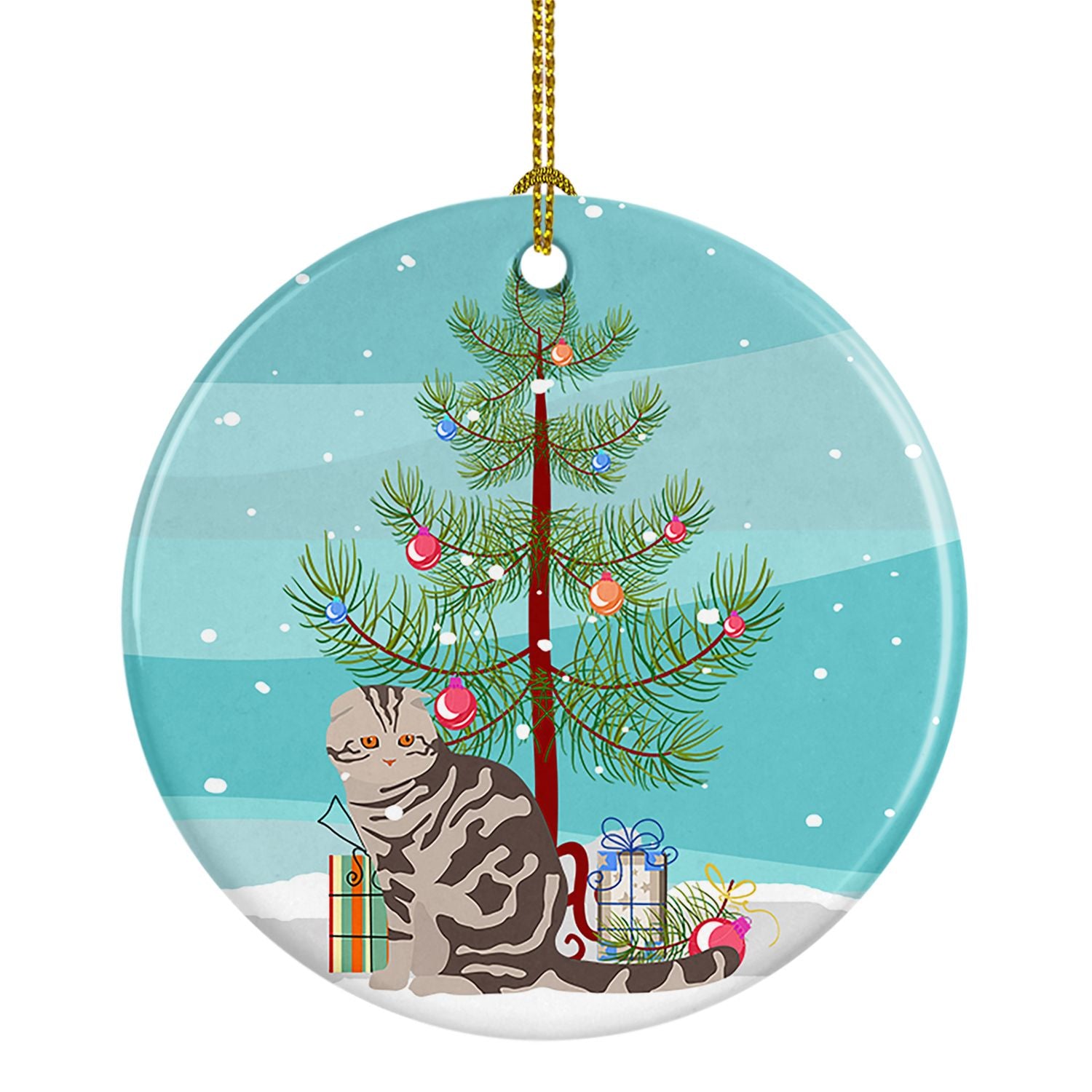 NEW Foldex Exotic Fold Cat Christmas Ceramic Ornament Christmas Tree Hanging Decorations for Home Christmas Holiday, Party, Gift