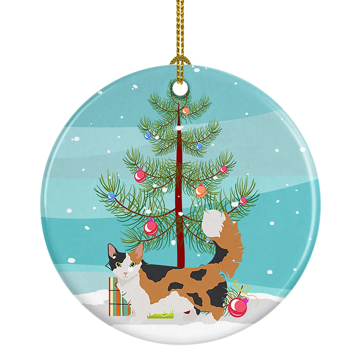 NEW Skookum Cat Christmas Ceramic Ornament Christmas Tree Hanging Decorations for Home Christmas Holiday, Party, Gift, 3 in, Mul