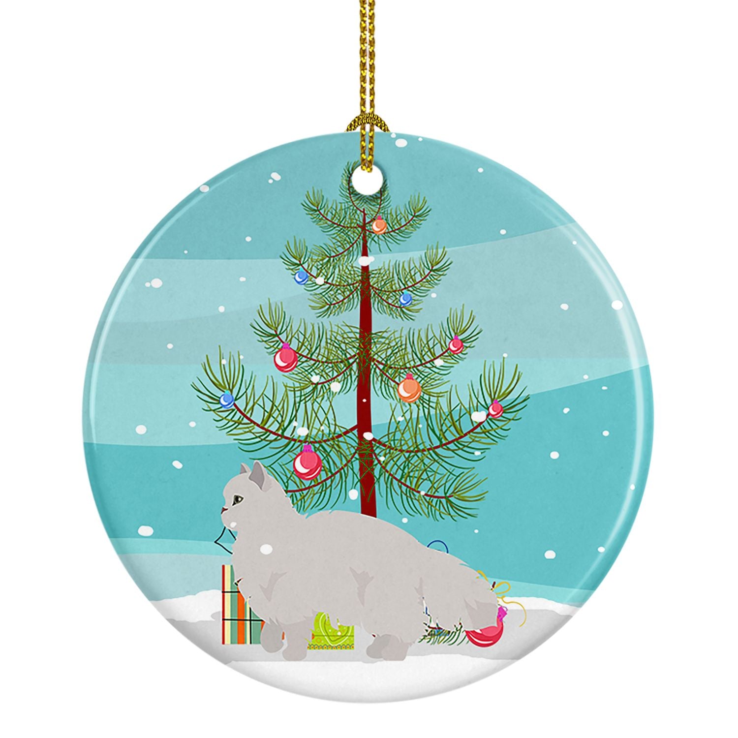 NEW White Persian Traditional Cat Christmas Ceramic Ornament Christmas Tree Hanging Decorations for Home Christmas Holiday, Part