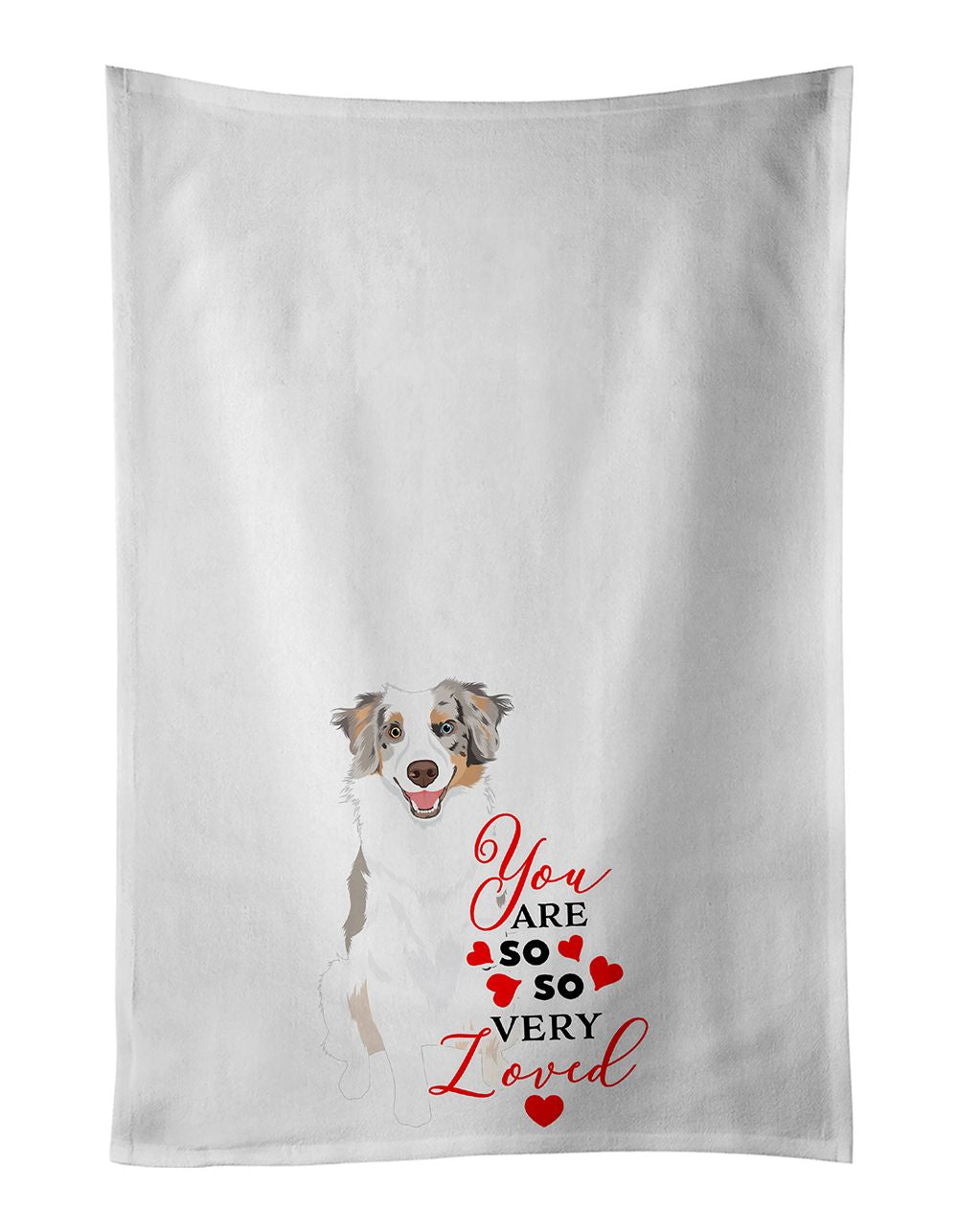 NEW Australian Shepherd Red Merle Tricolor #1 so Loved Kitchen Towel Set of 2 White Dish Towels Decorative Bathroom Hand towel f