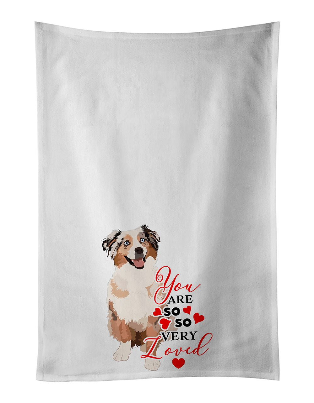 NEW Australian Shepherd Red Merle Tricolor #2 so Loved Kitchen Towel Set of 2 White Dish Towels Decorative Bathroom Hand towel f