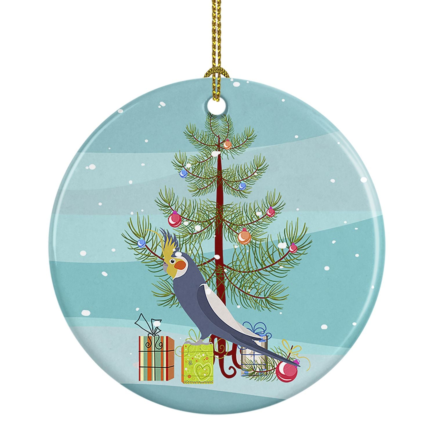 Cockatiel Merry Christmas Ceramic Ornament Christmas Tree Hanging Decorations for Home Christmas Holiday, Party, Gift, 3 in, Mul