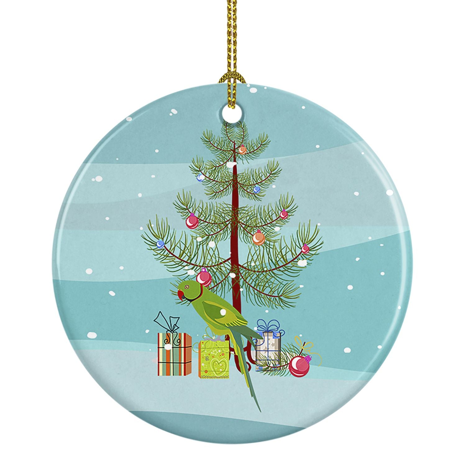 Ring-Necked Parakeet Merry Christmas Ceramic Ornament Christmas Tree Hanging Decorations for Home Christmas Holiday, Party, Gift