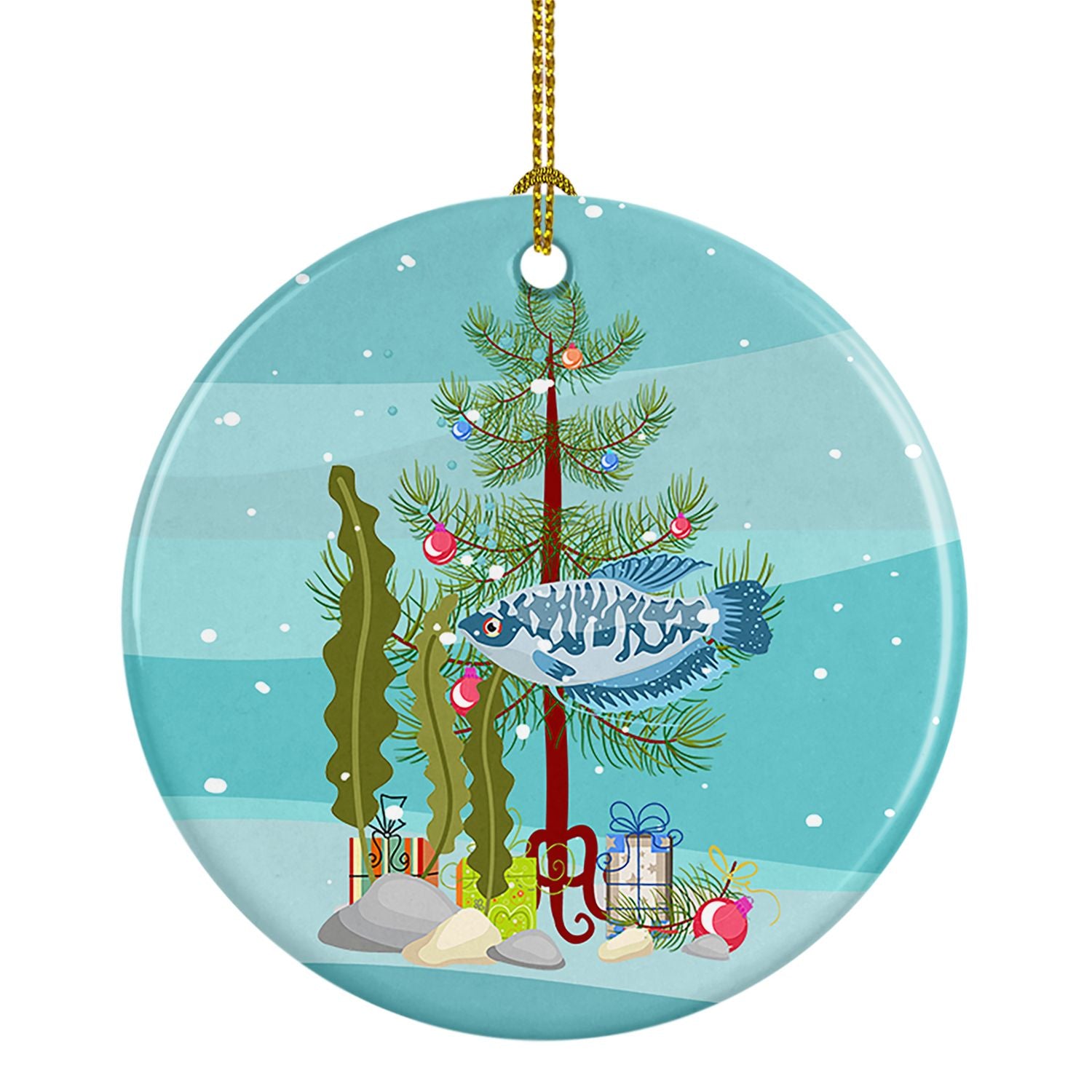 Opaline Gourami Merry Christmas Ceramic Ornament Christmas Tree Hanging Decorations for Home Christmas Holiday, Party, Gift, 3 i