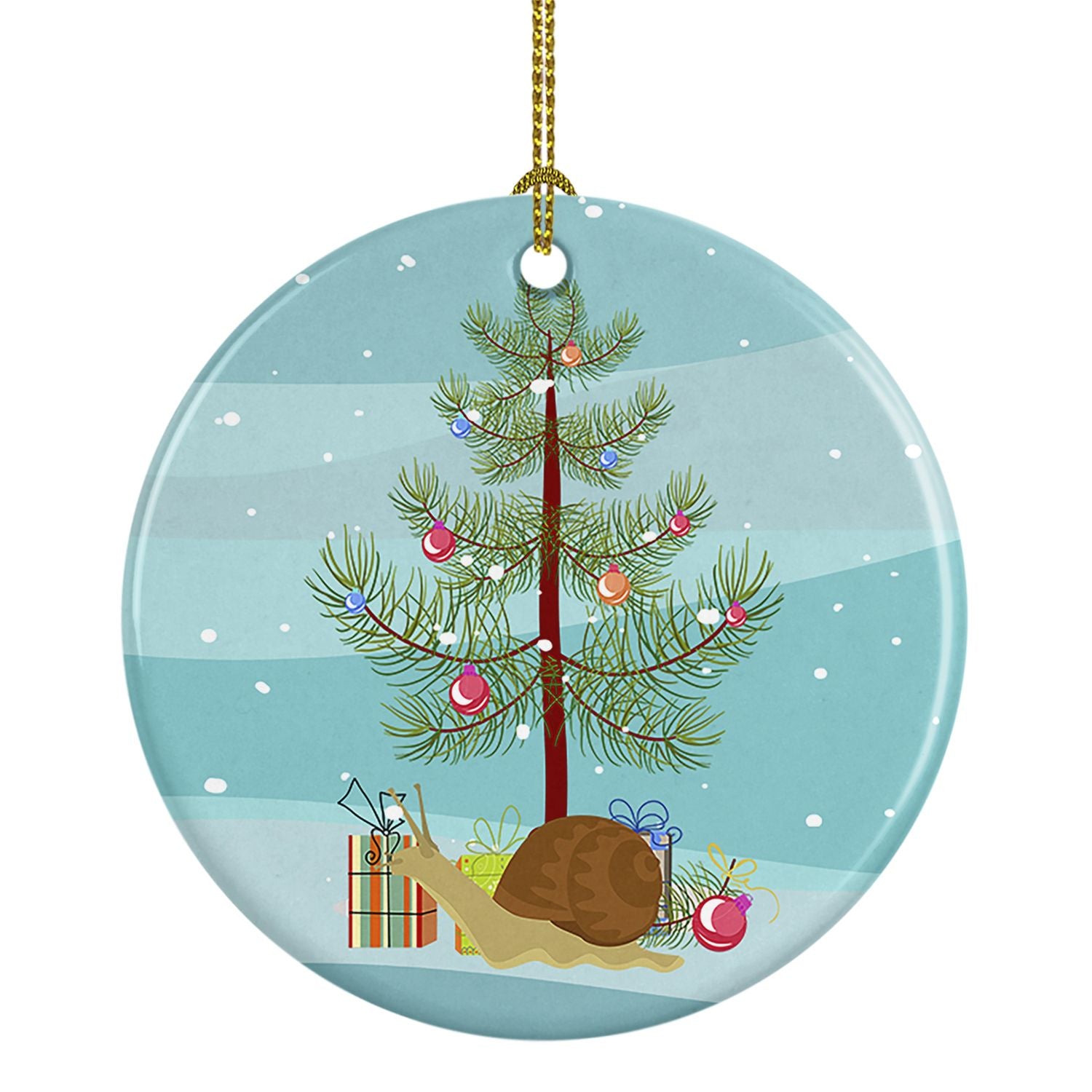 Garden Snail Merry Christmas Ceramic Ornament Christmas Tree Hanging Decorations for Home Christmas Holiday, Party, Gift, 3 in, 