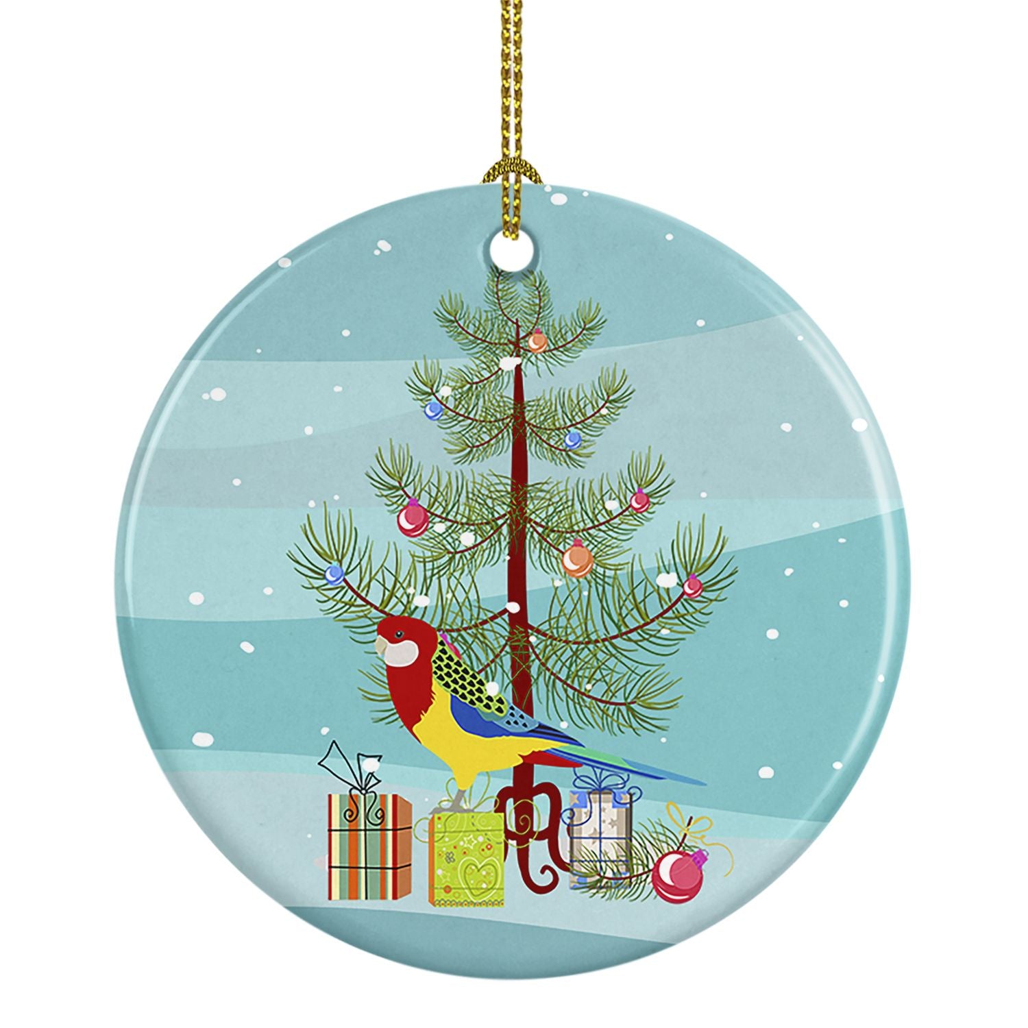 Rosella Merry Christmas Ceramic Ornament Christmas Tree Hanging Decorations for Home Christmas Holiday, Party, Gift, 3 in, Multi