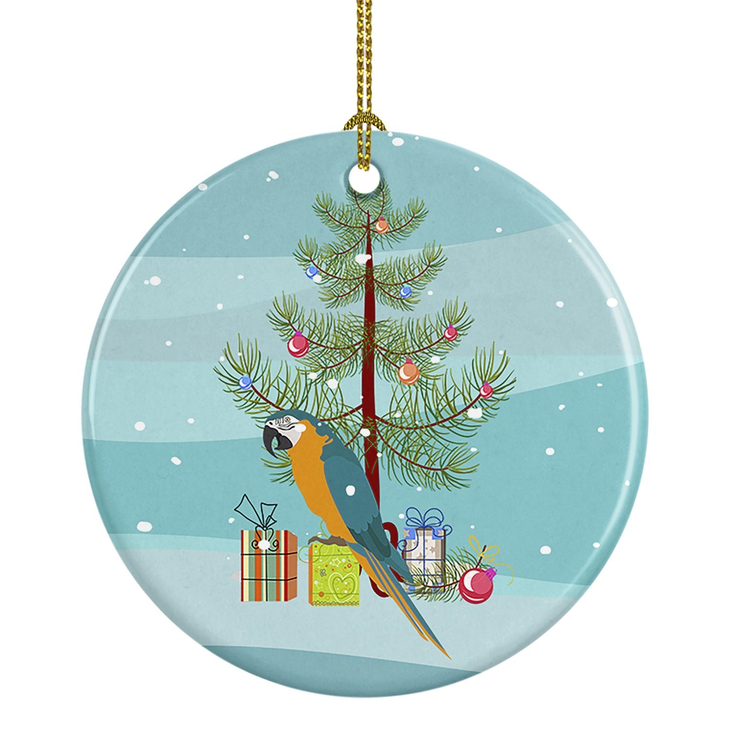 Macaw Merry Christmas Ceramic Ornament Christmas Tree Hanging Decorations for Home Christmas Holiday, Party, Gift, 3 in, Multico