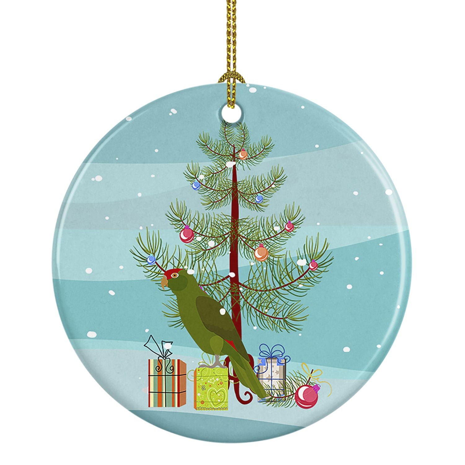 Amazon Parrot Merry Christmas Ceramic Ornament Christmas Tree Hanging Decorations for Home Christmas Holiday, Party, Gift, 3 in,