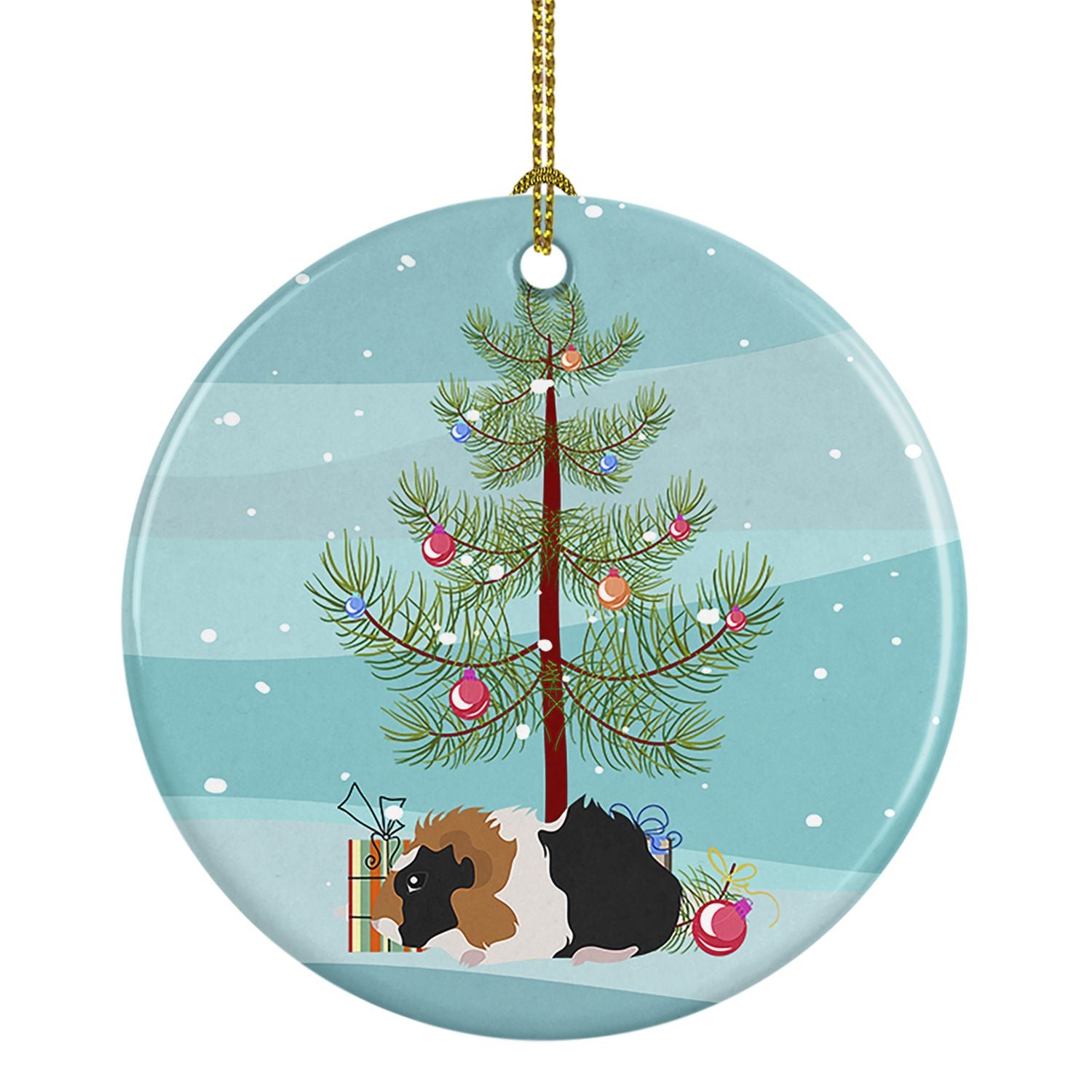 Abyssinian Guinea Pig Merry Christmas Ceramic Ornament Christmas Tree Hanging Decorations for Home Christmas Holiday, Party, Gif