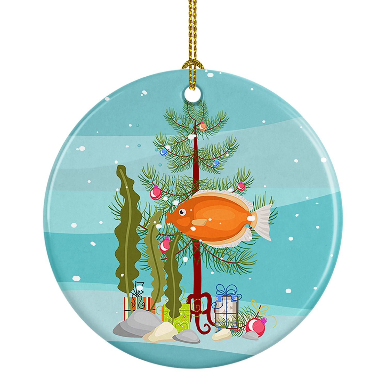 Kissing Gourami Merry Christmas Ceramic Ornament Christmas Tree Hanging Decorations for Home Christmas Holiday, Party, Gift, 3 i