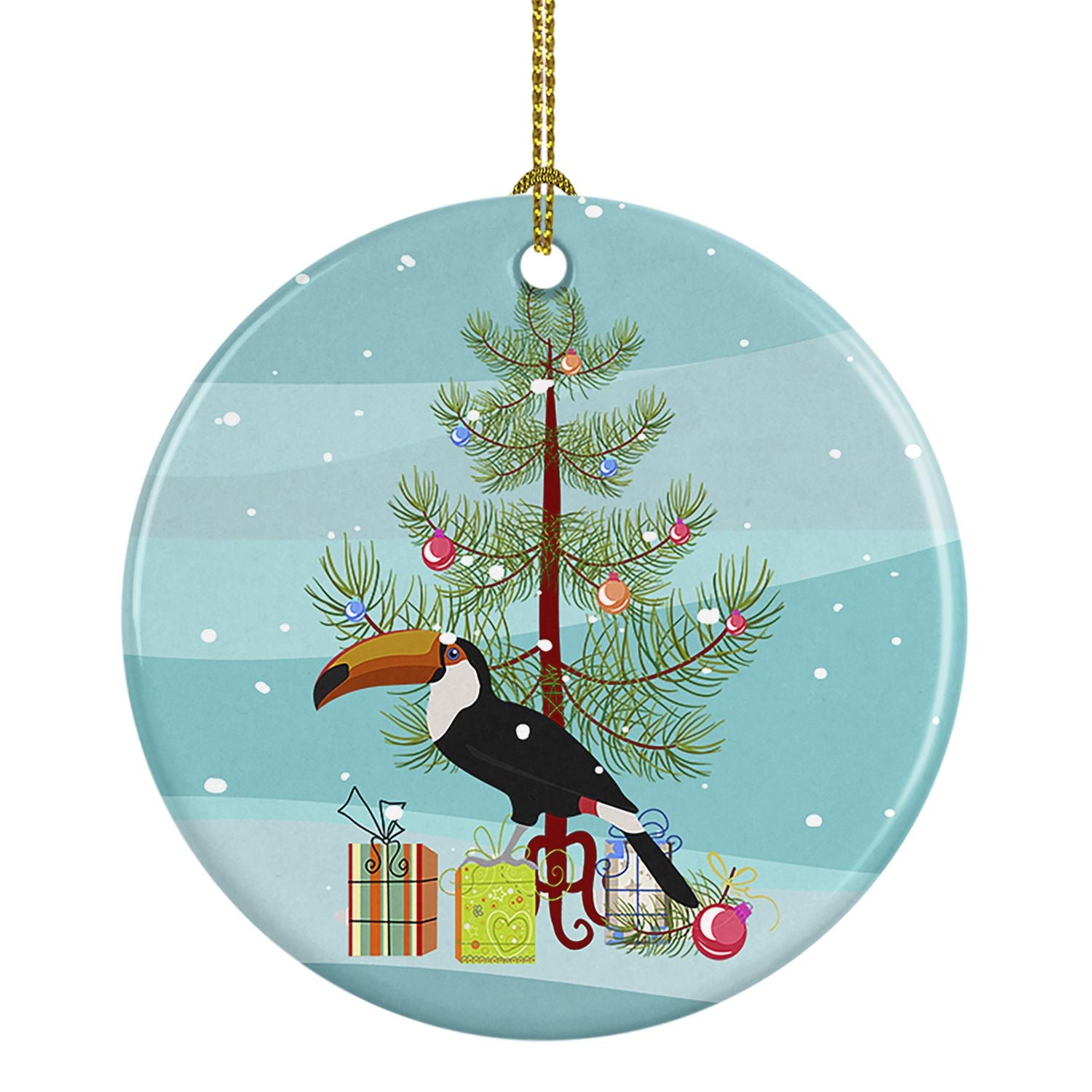 Toucan Merry Christmas Ceramic Ornament Christmas Tree Hanging Decorations for Home Christmas Holiday, Party, Gift, 3 in, Multic