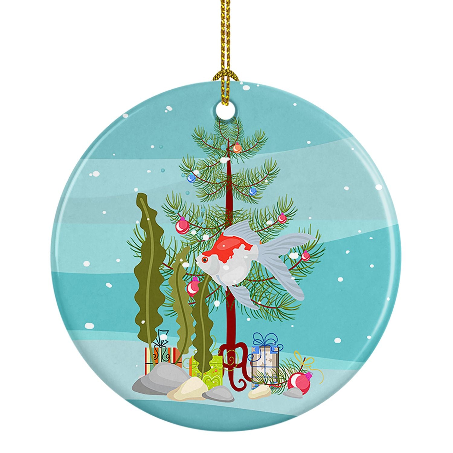 Tamasaba Goldfish Merry Christmas Ceramic Ornament Christmas Tree Hanging Decorations for Home Christmas Holiday, Party, Gift, 3