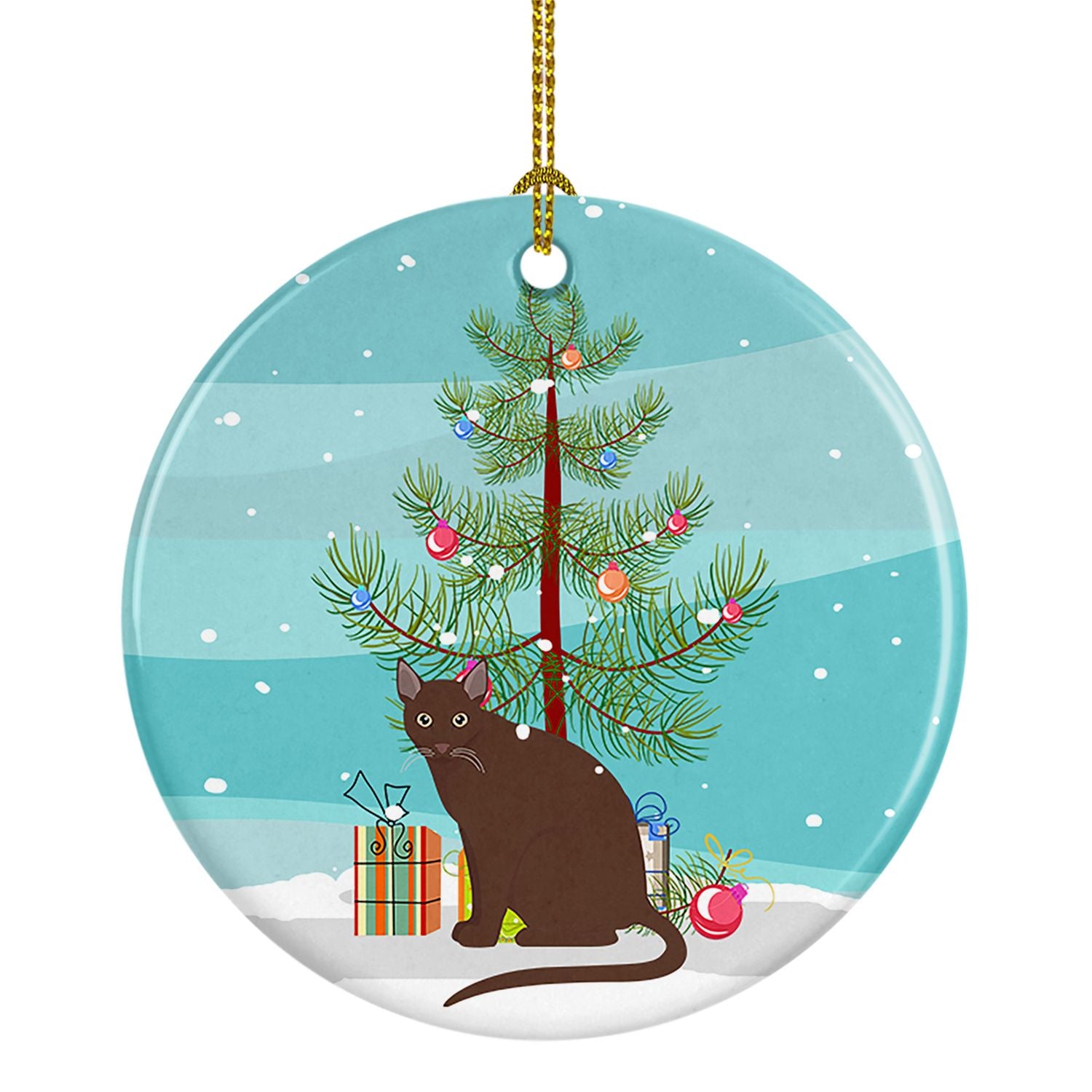 NEW Raas Cat Christmas Ceramic Ornament Christmas Tree Hanging Decorations for Home Christmas Holiday, Party, Gift, 3 in, Multic