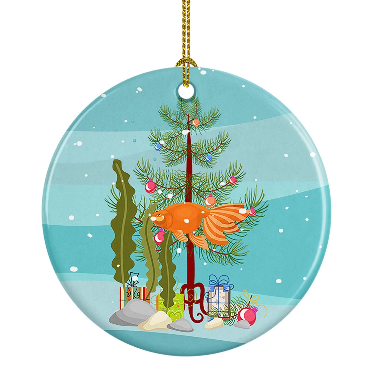 Celestial Eye Goldfish Merry Christmas Ceramic Ornament Christmas Tree Hanging Decorations for Home Christmas Holiday, Party, Gi
