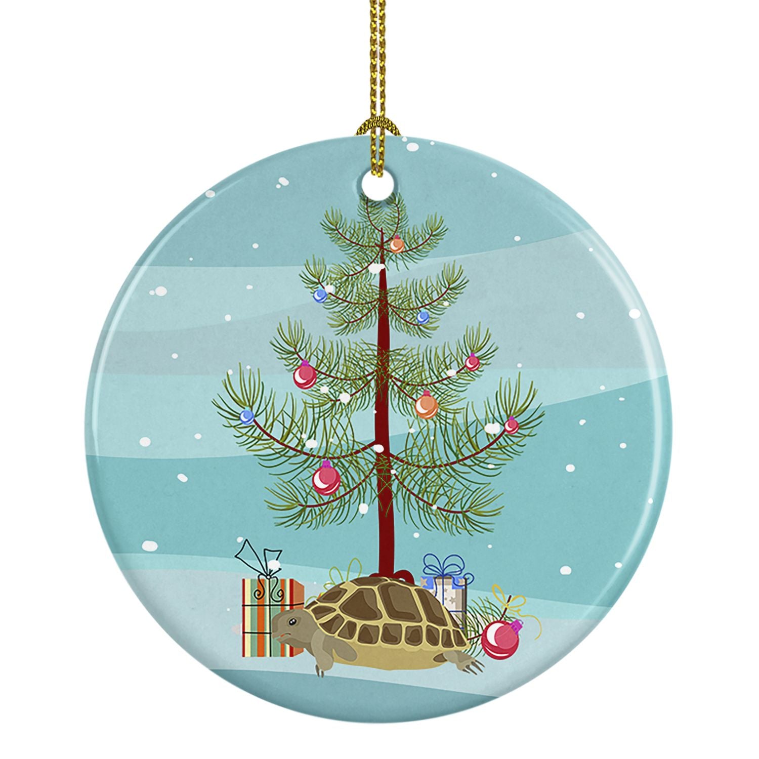 Turtle Merry Christmas Ceramic Ornament Christmas Tree Hanging Decorations for Home Christmas Holiday, Party, Gift, 3 in, Multic