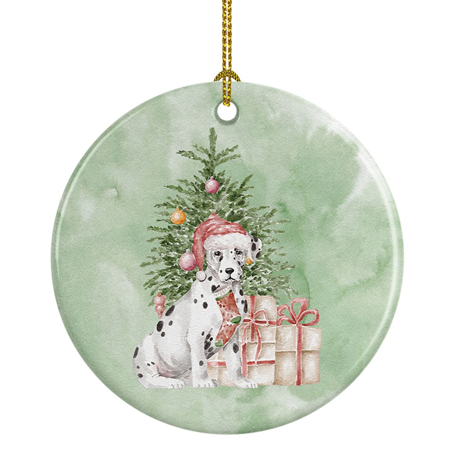 Dalmatian Christmas Presents and Tree Ceramic Ornament Christmas Tree Hanging Decorations for Home Christmas Holiday, Party, Gif