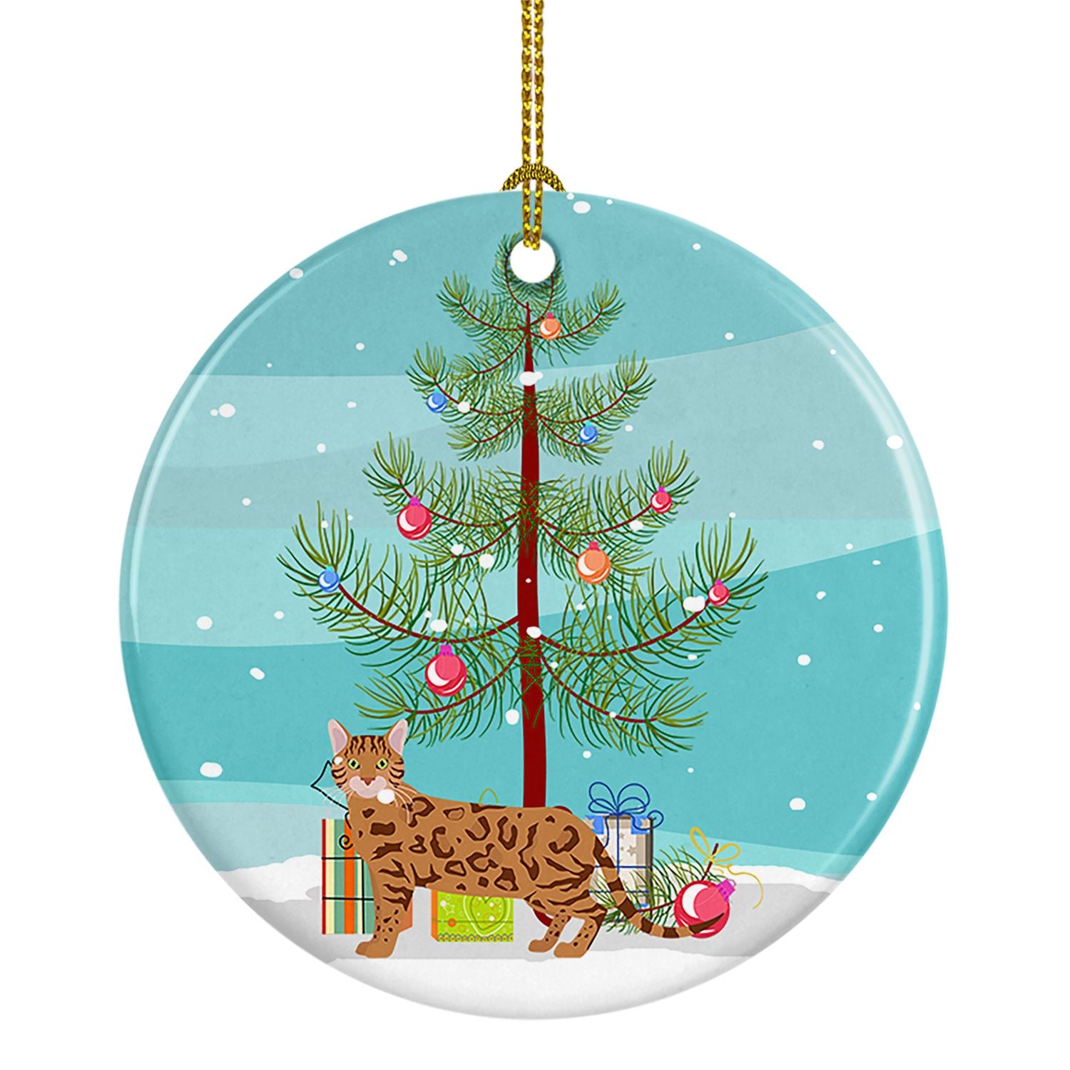 NEW Bengal Cat Christmas Ceramic Ornament Christmas Tree Hanging Decorations for Home Christmas Holiday, Party, Gift, 3 in, Mult