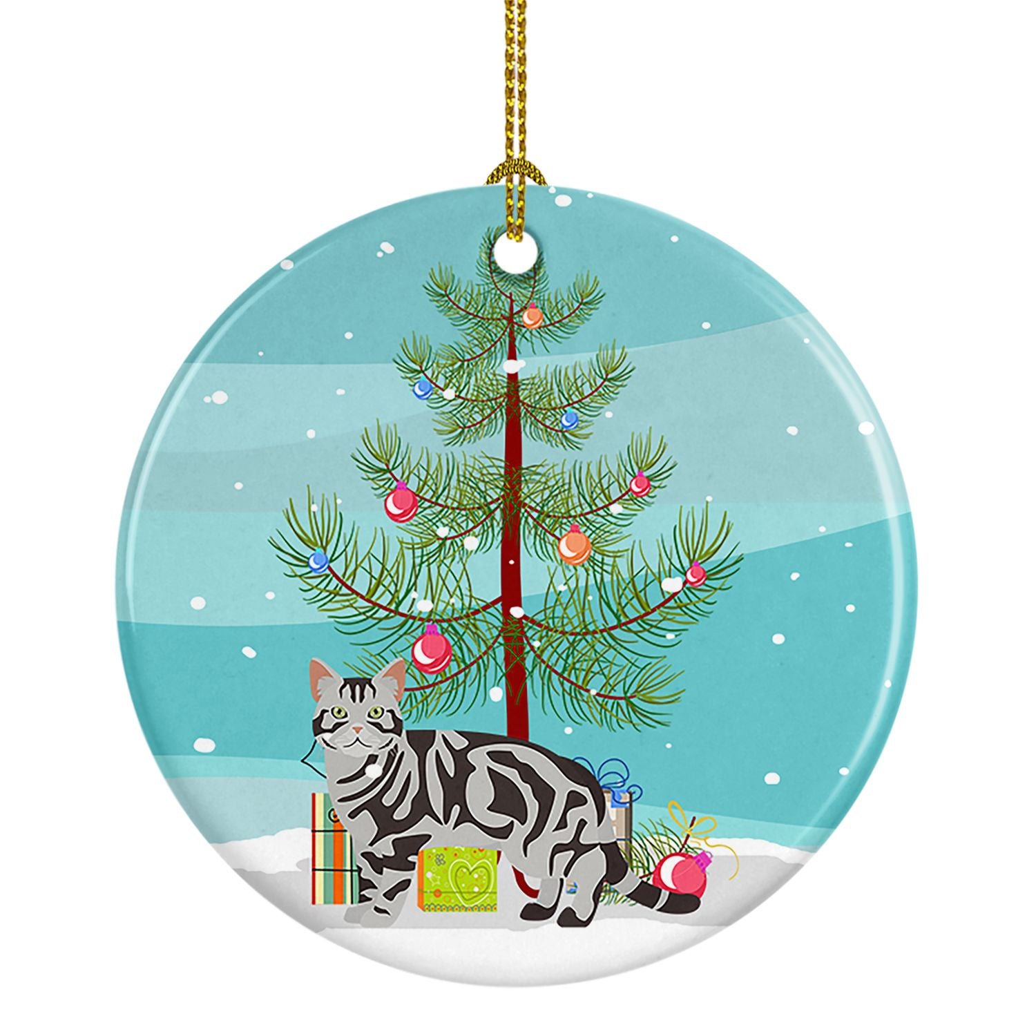 NEW American Shorthair Cat Christmas Ceramic Ornament Christmas Tree Hanging Decorations for Home Christmas Holiday, Party, Gift