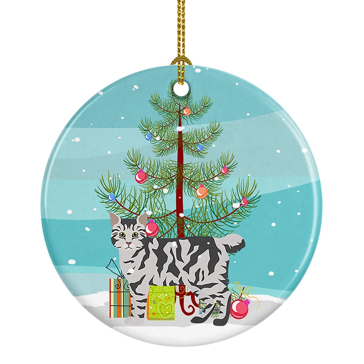 NEW American Bobtail Cat Christmas Ceramic Ornament Christmas Tree Hanging Decorations for Home Christmas Holiday, Party, Gift, 
