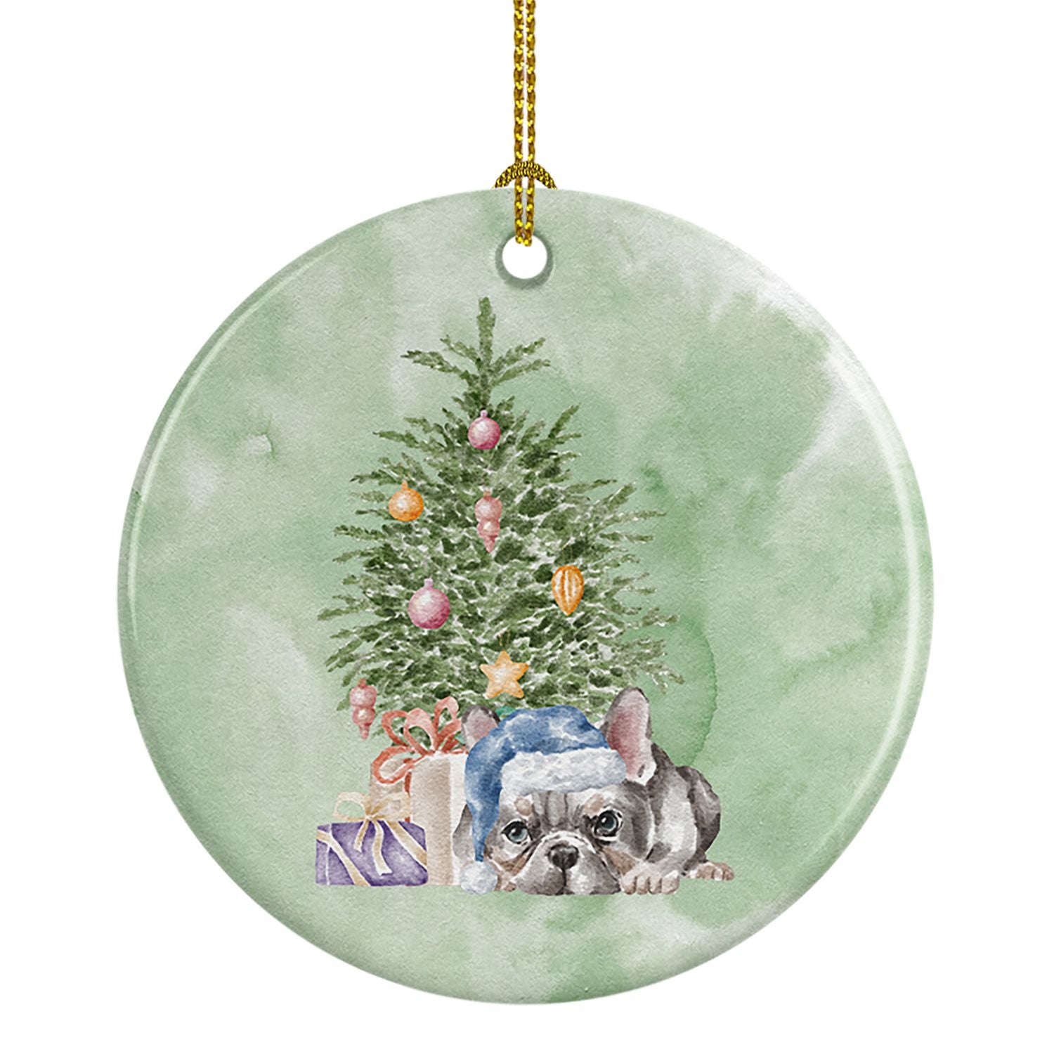 French Bulldog Black #1 Christmas Presents and Tree Ceramic Ornament Christmas Tree Hanging Decorations for Home Christmas Holid