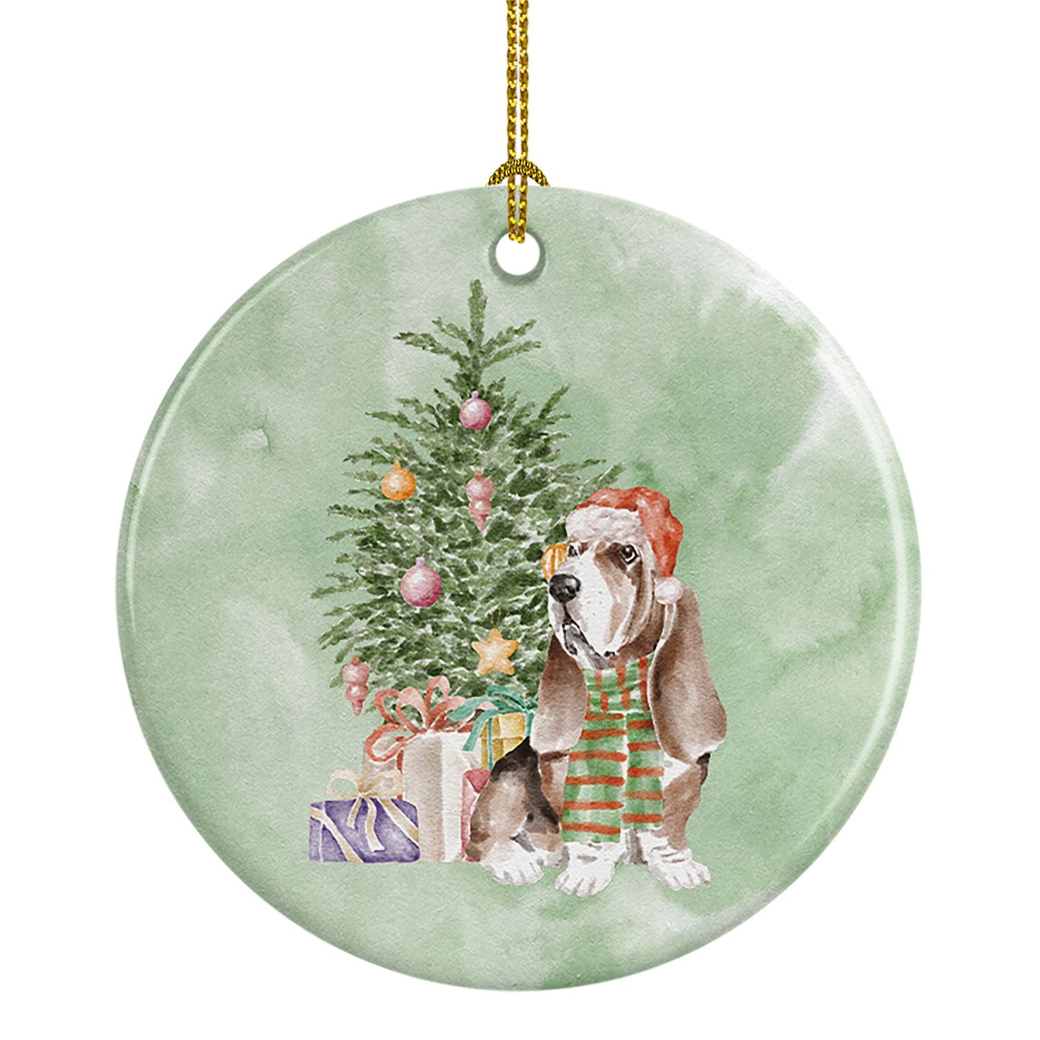 Basset Hound #3 Christmas Presents and Tree Ceramic Ornament Christmas Tree Hanging Decorations for Home Christmas Holiday, Part