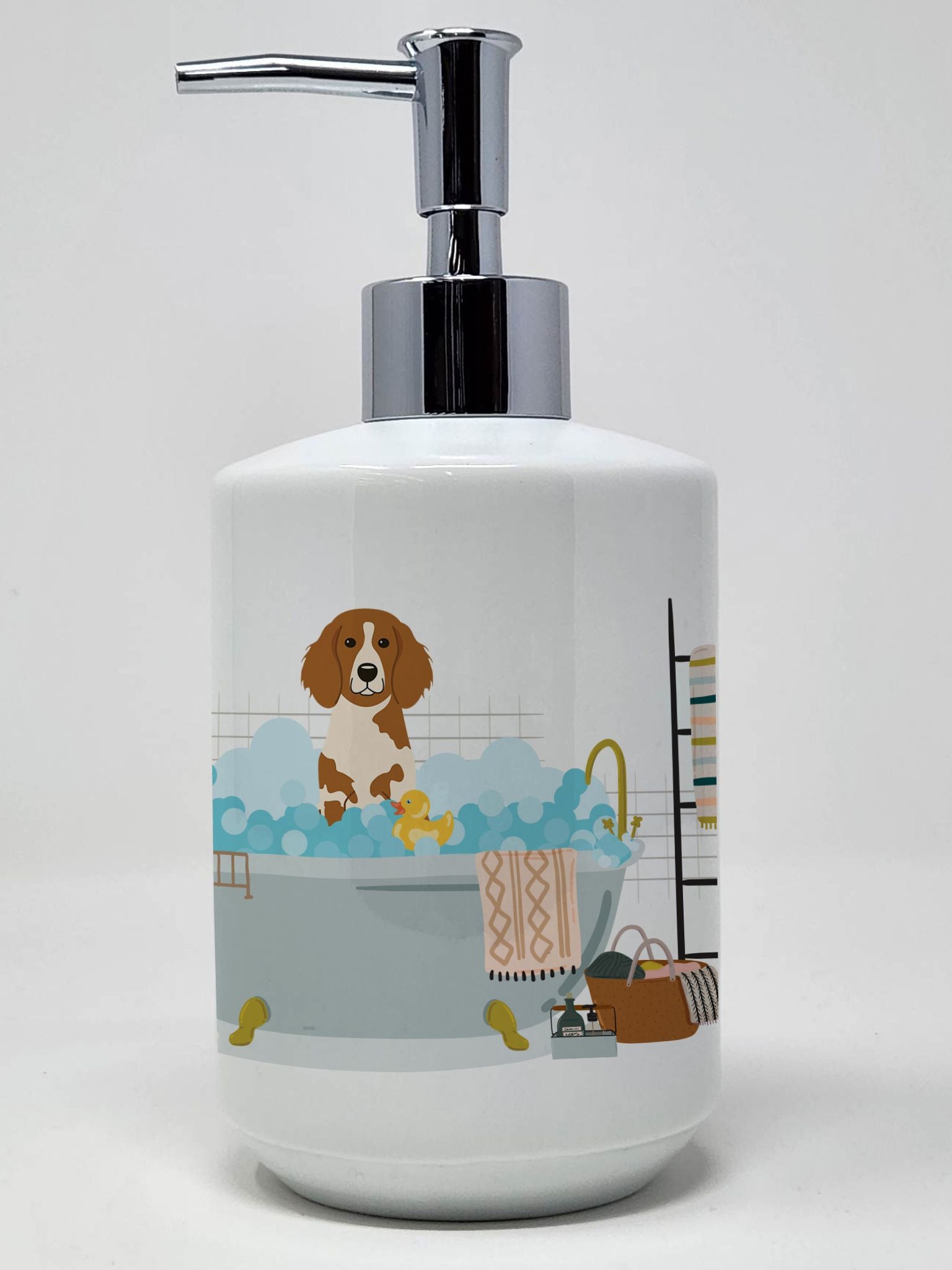 Brittany Spaniel in Bathtub Ceramic Soap Dispenser Hand Soap Dispenser Pump Bottles for Bathroom Kitchen, Empty Refillable Liqui