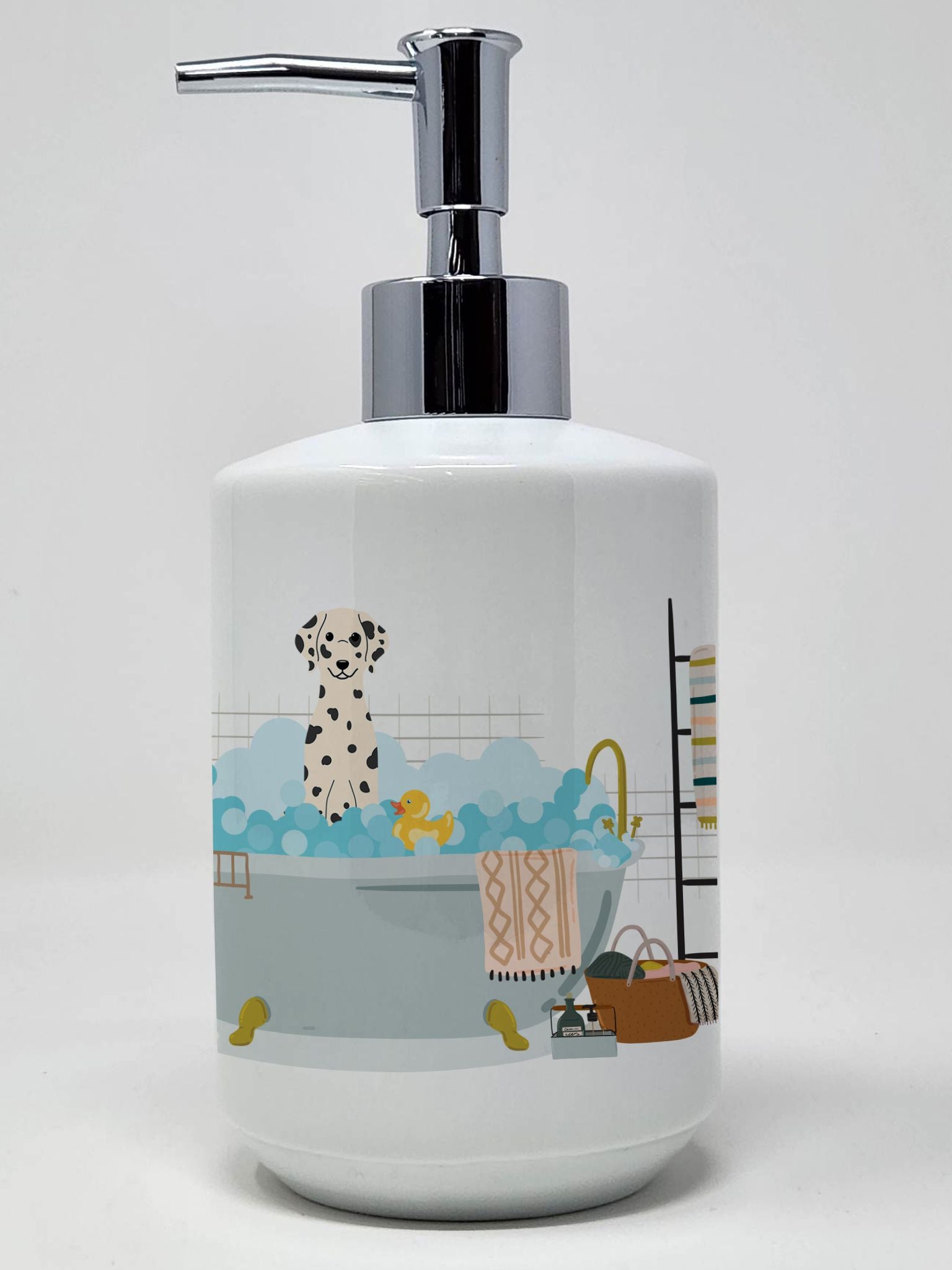 Dalmatian in Bathtub Ceramic Soap Dispenser Hand Soap Dispenser Pump Bottles for Bathroom Kitchen, Empty Refillable Liquid Soap 