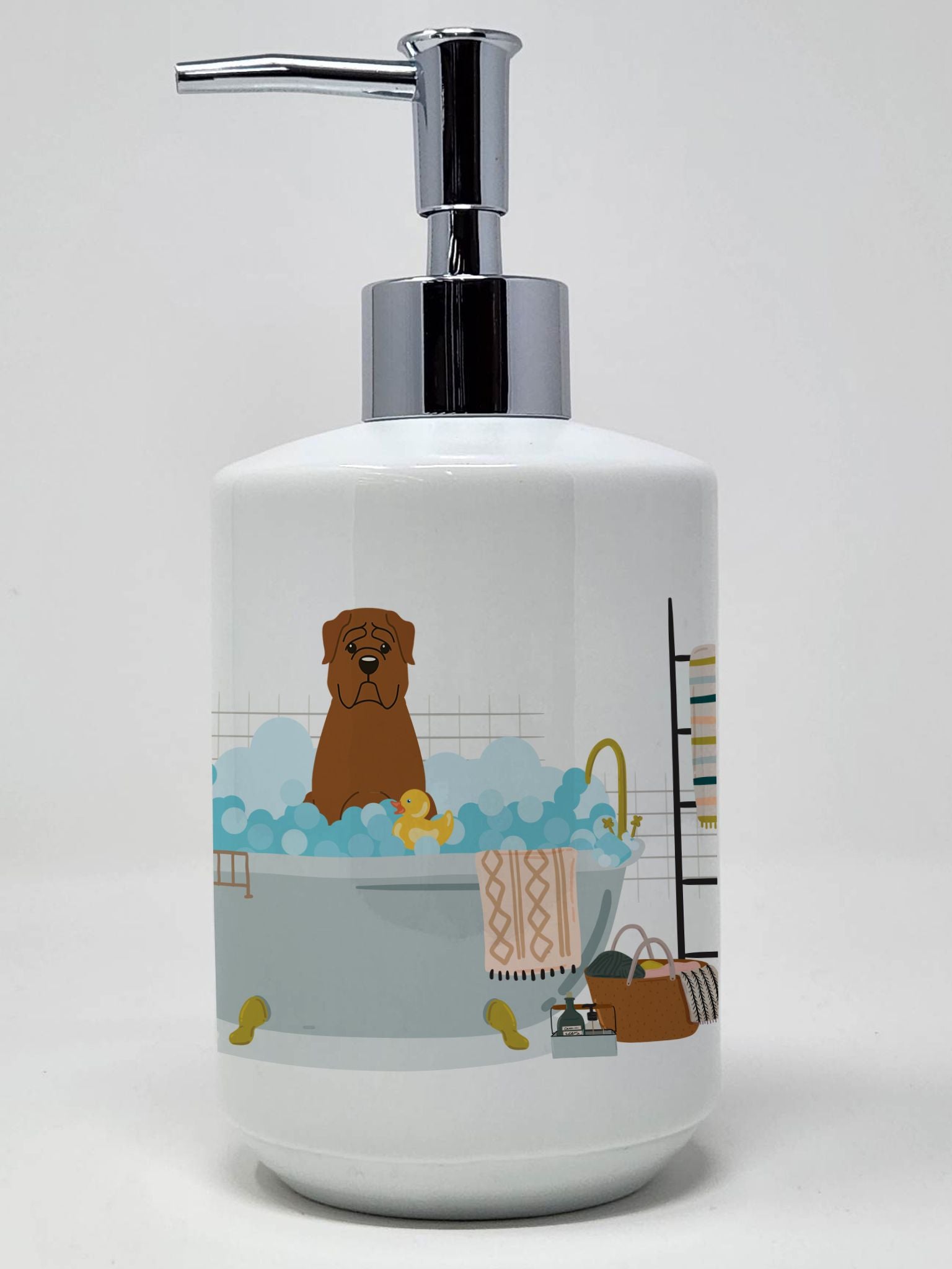 Dogue de Bourdeaux in Bathtub Ceramic Soap Dispenser Hand Soap Dispenser Pump Bottles for Bathroom Kitchen, Empty Refillable Liq