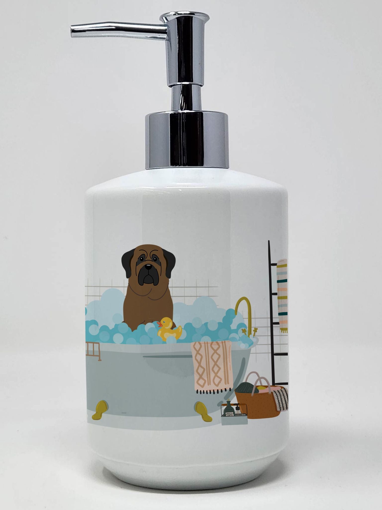 Bullmastiff in Bathtub Ceramic Soap Dispenser Hand Soap Dispenser Pump Bottles for Bathroom Kitchen, Empty Refillable Liquid Soa