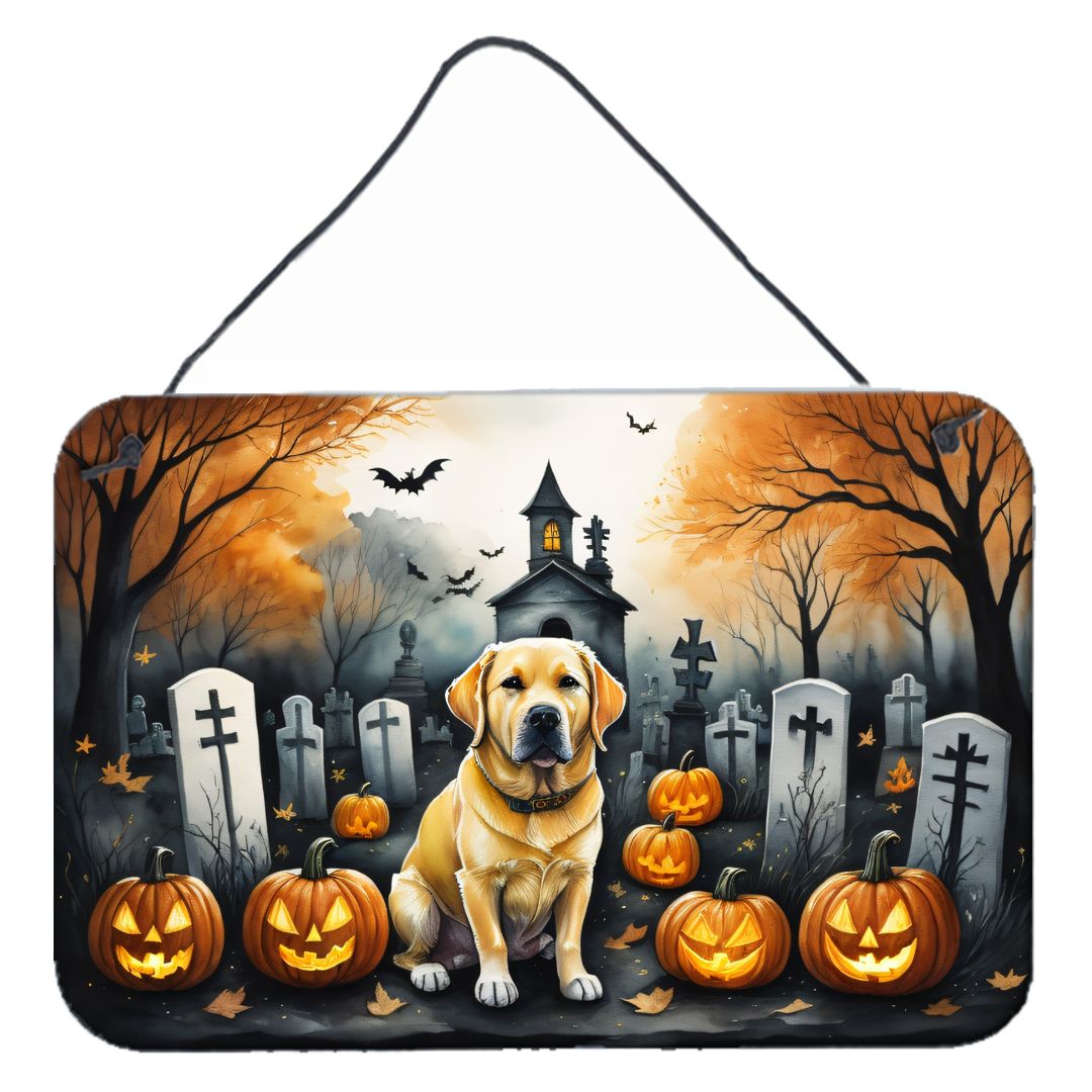 NEW Yellow Labrador Retriever Spooky Halloween Wall or Door Hanging Prints Aluminum Metal Sign Kitchen Wall Bar Bathroom Plaque 