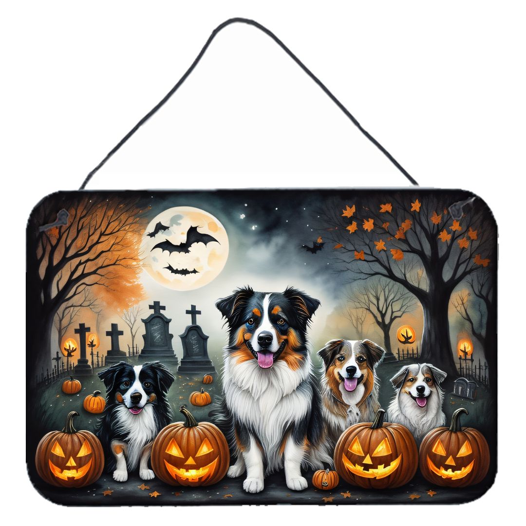 NEW Australian Shepherd Spooky Halloween Wall or Door Hanging Prints Aluminum Metal Sign Kitchen Wall Bar Bathroom Plaque Home D