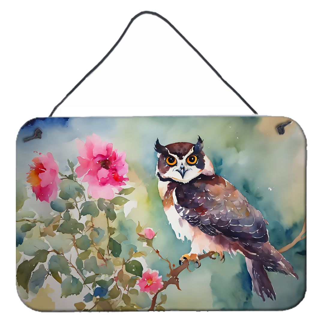 NEW Spectacled Owl Wall or Door Hanging Prints Aluminum Metal Sign Kitchen Wall Bar Bathroom Plaque Home Decor, 8HX12W, Multicol