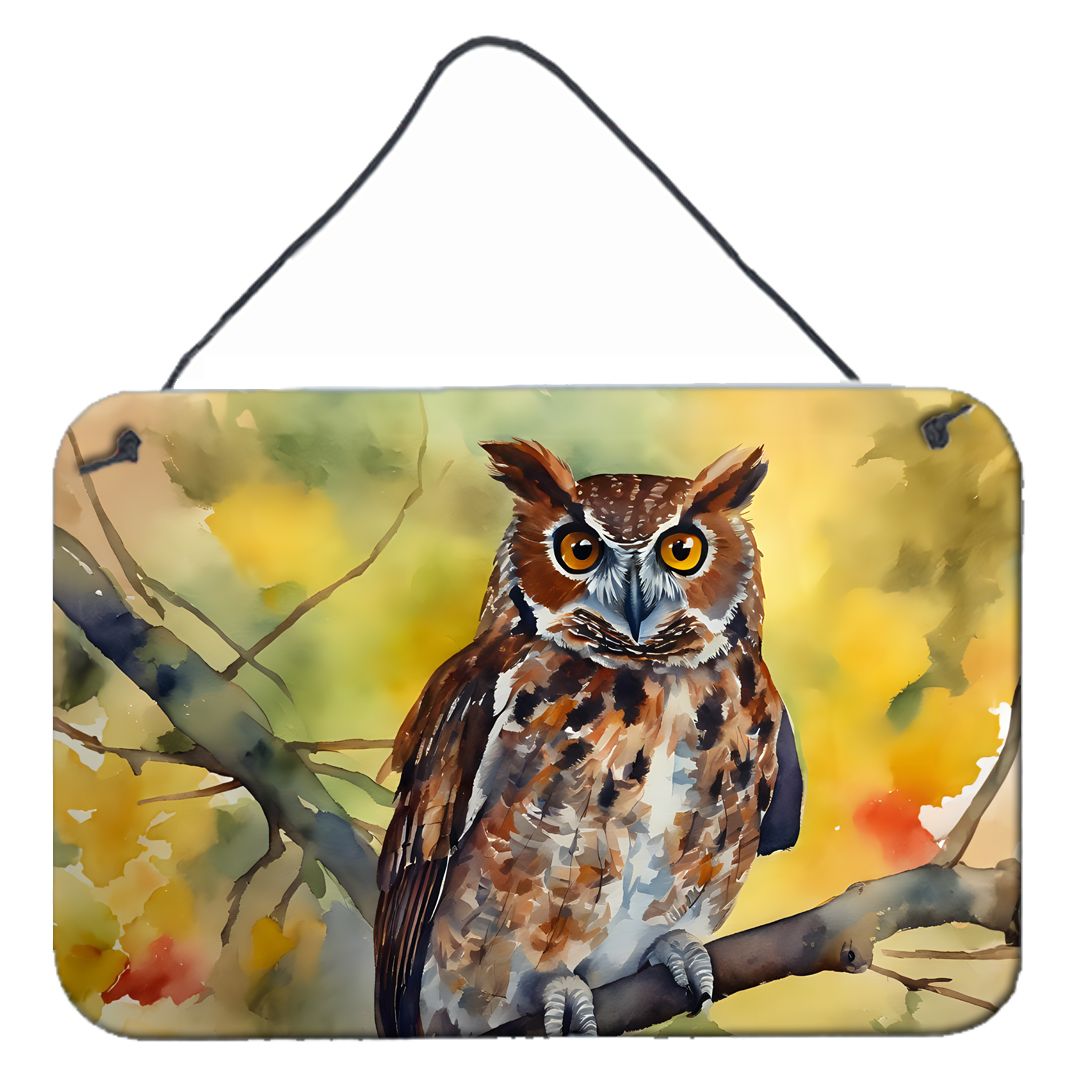 NEW Eastern Screech Owl Wall or Door Hanging Prints Aluminum Metal Sign Kitchen Wall Bar Bathroom Plaque Home Decor, 8HX12W, Mul