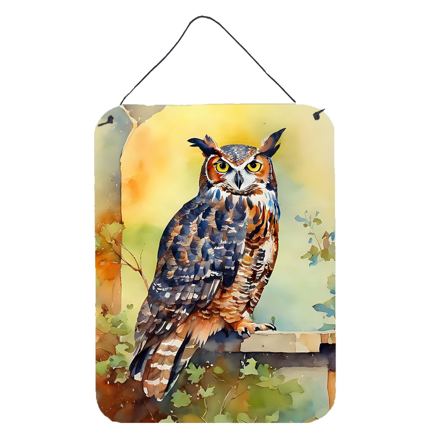 NEW Great Horned Owl Wall or Door Hanging Prints Aluminum Metal Sign Kitchen Wall Bar Bathroom Plaque Home Decor Front Door Plaq