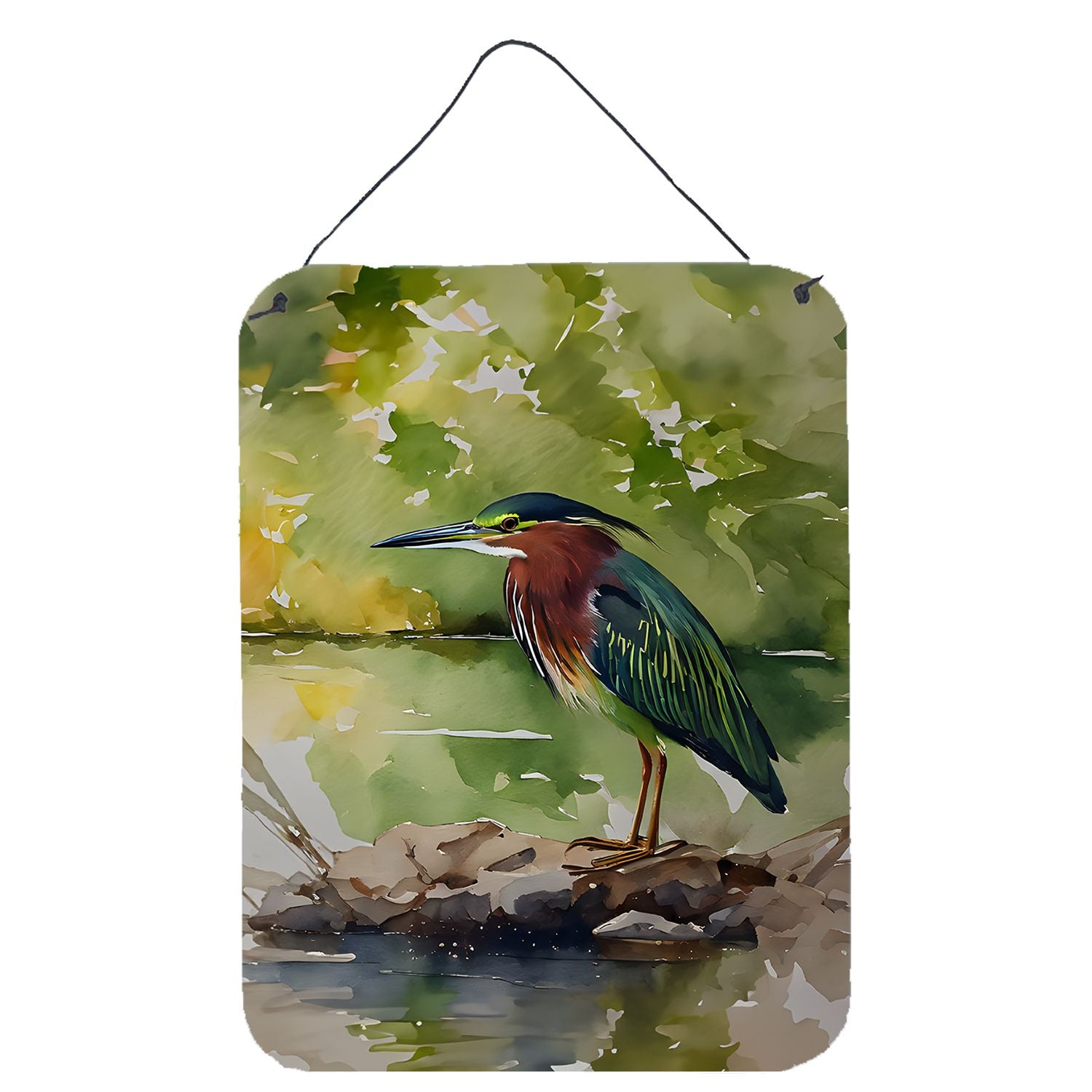 NEW Green Heron Wall or Door Hanging Prints Aluminum Metal Sign Kitchen Wall Bar Bathroom Plaque Home Decor Front Door Plaque, 1