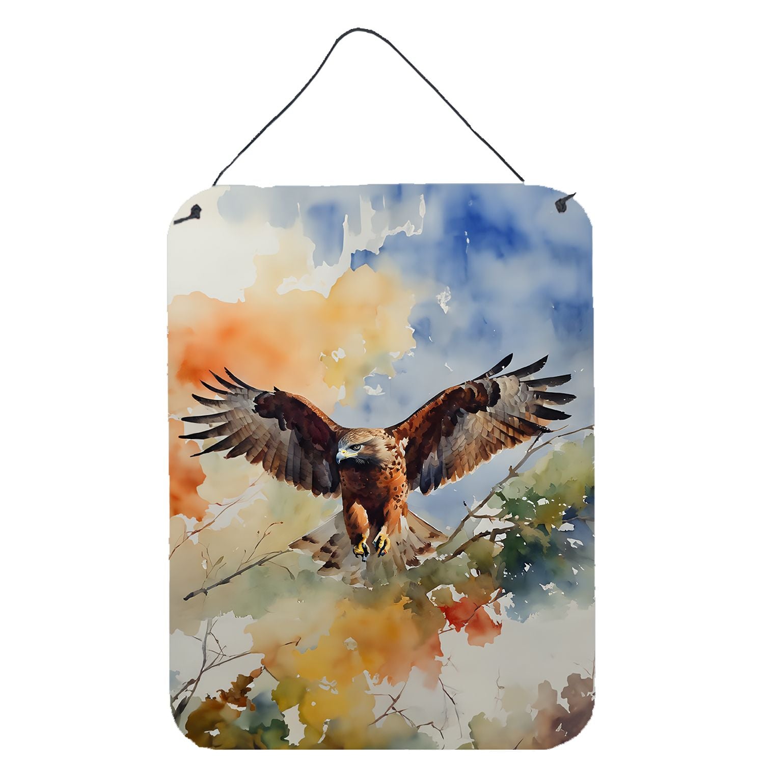 NEW Hawk Wall or Door Hanging Prints Aluminum Metal Sign Kitchen Wall Bar Bathroom Plaque Home Decor Front Door Plaque, 12x16, M