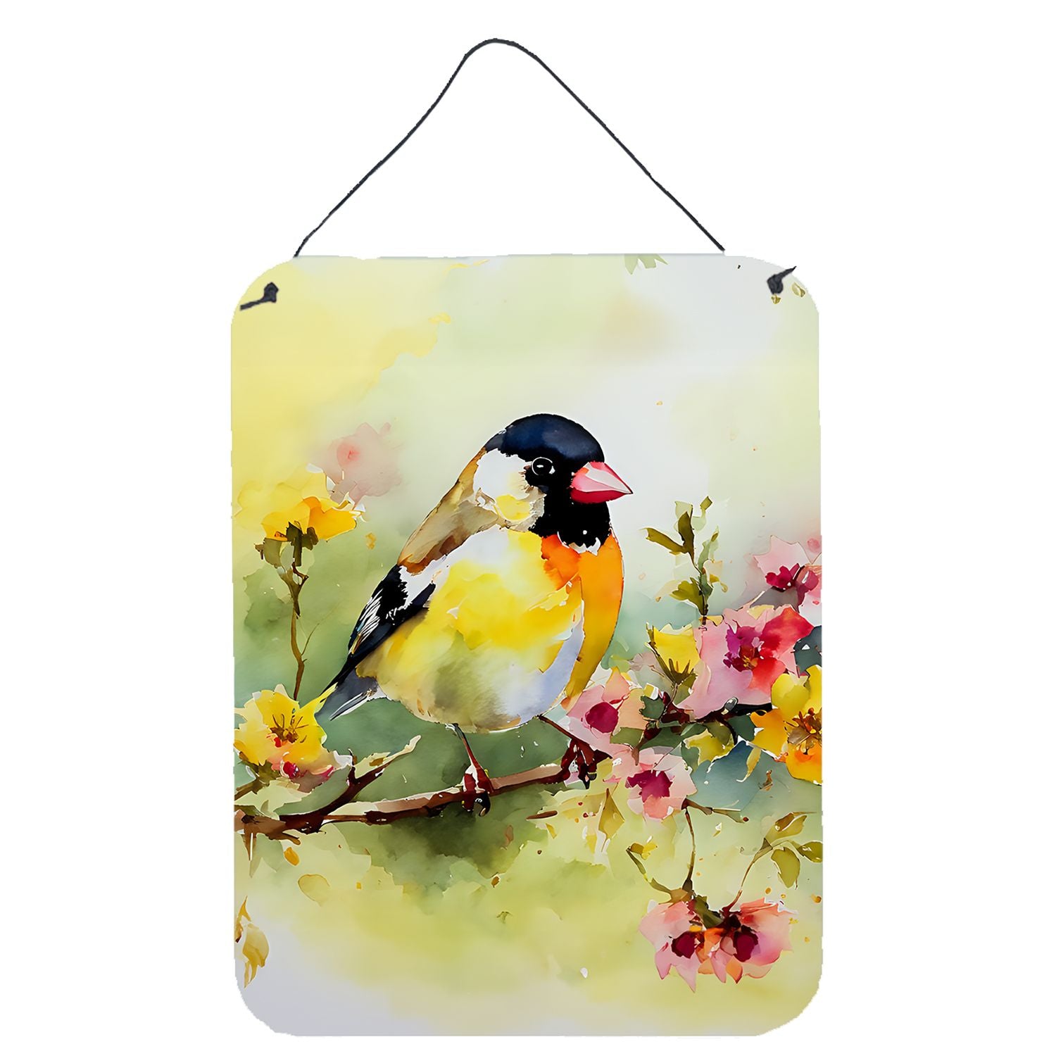 NEW Goldfinch Wall or Door Hanging Prints Aluminum Metal Sign Kitchen Wall Bar Bathroom Plaque Home Decor Front Door Plaque, 12x