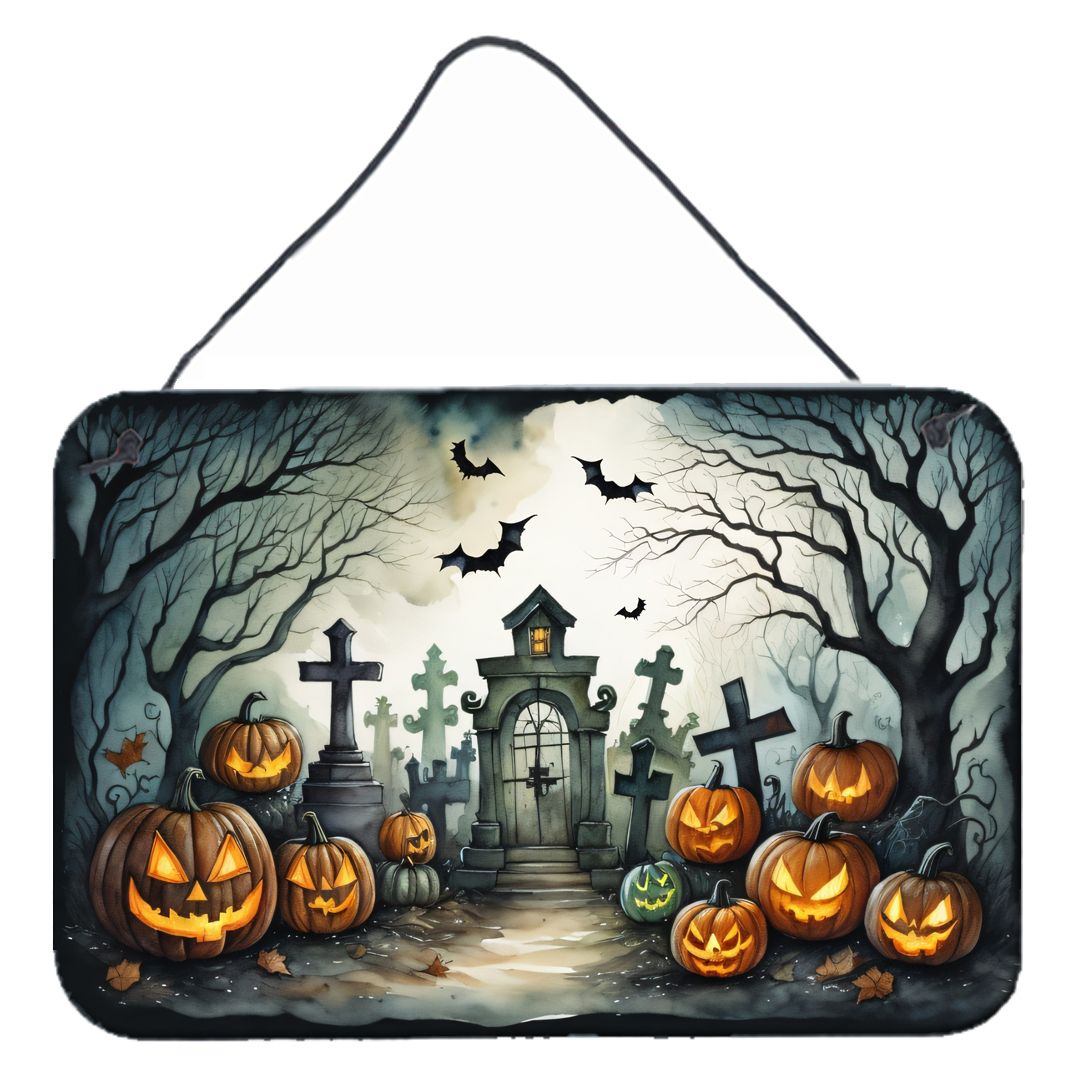 NEW Graveyard Spooky Halloween Wall or Door Hanging Prints Aluminum Metal Sign Kitchen Wall Bar Bathroom Plaque Home Decor, 8HX1