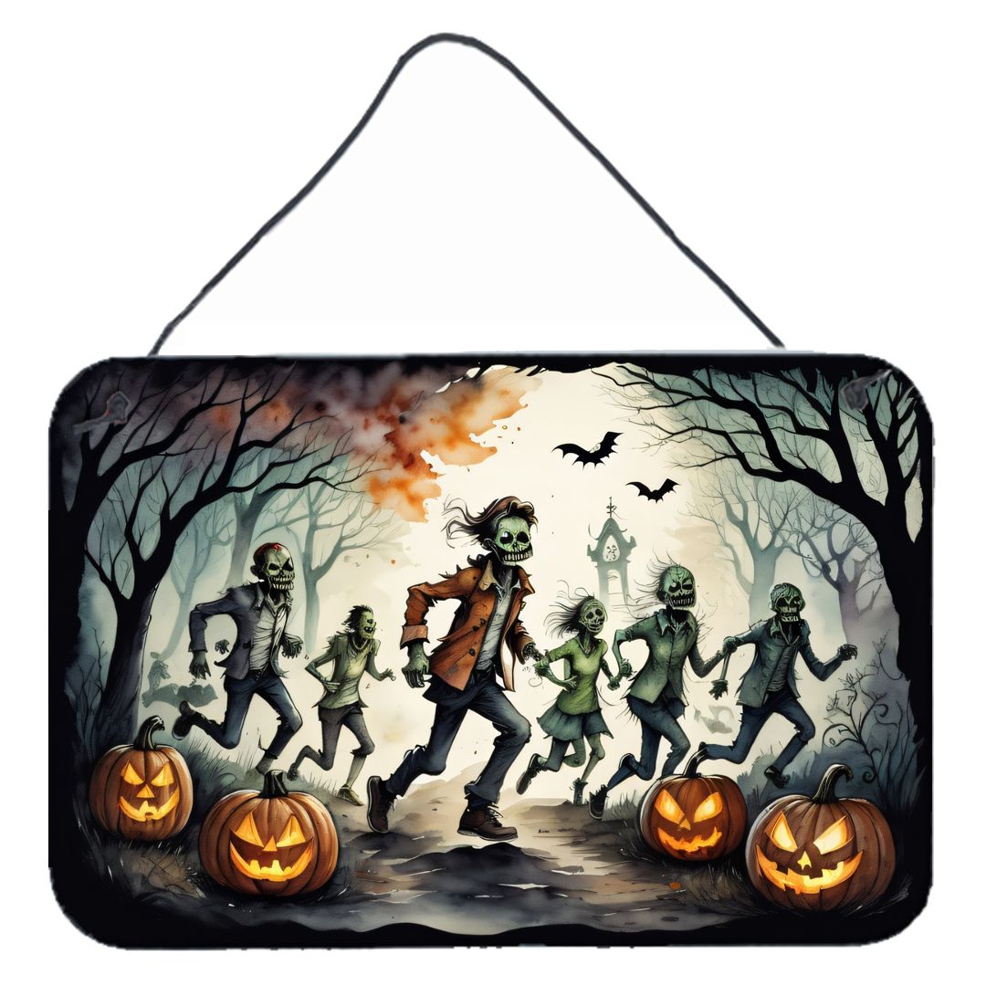 NEW Zombies Spooky Halloween Wall or Door Hanging Prints Aluminum Metal Sign Kitchen Wall Bar Bathroom Plaque Home Decor, 8HX12W