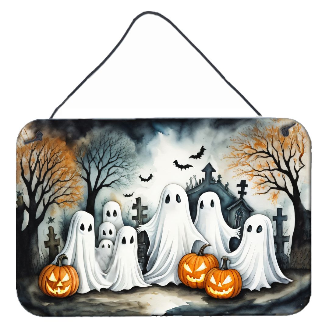 NEW Ghosts Spooky Halloween Wall or Door Hanging Prints Aluminum Metal Sign Kitchen Wall Bar Bathroom Plaque Home Decor, 8HX12W,