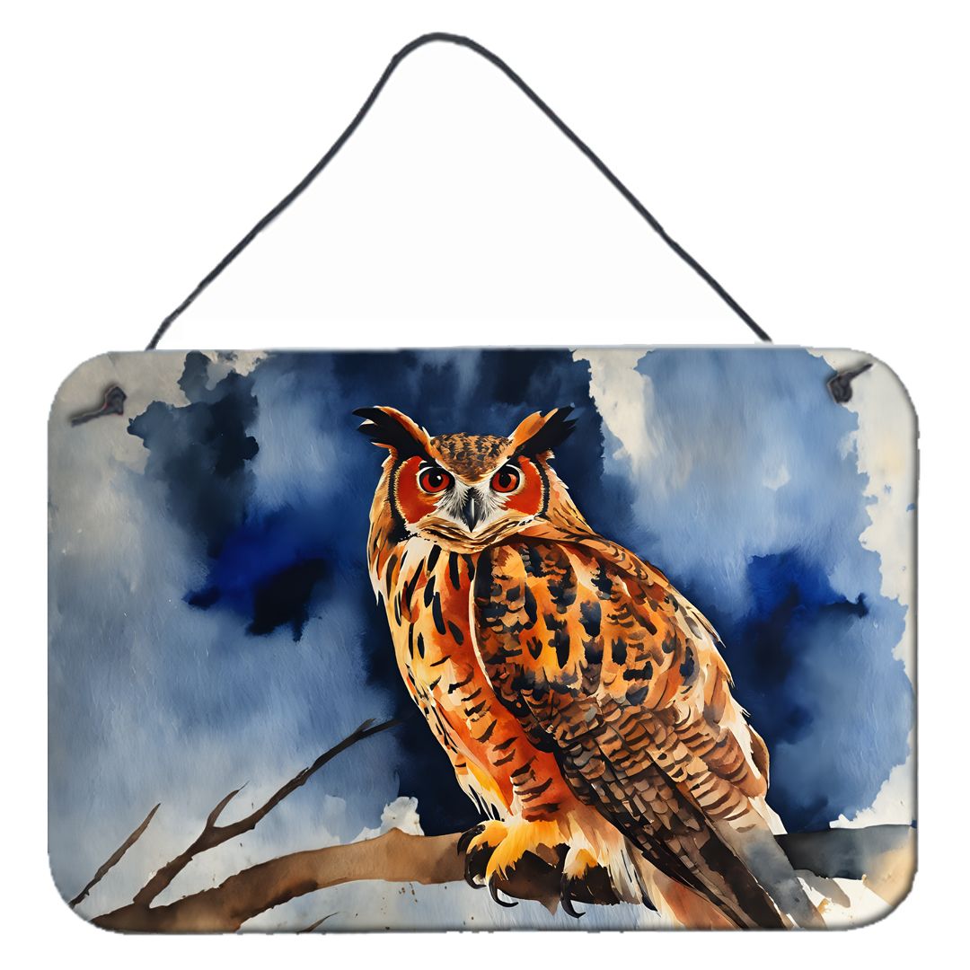 NEW Eurasian Eagle Owl Wall or Door Hanging Prints Aluminum Metal Sign Kitchen Wall Bar Bathroom Plaque Home Decor, 8HX12W, Mult