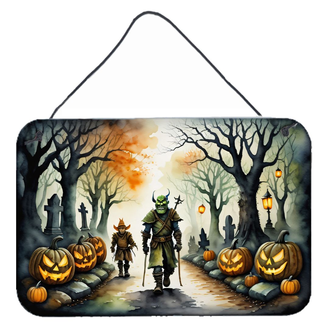 NEW Orcs Spooky Halloween Wall or Door Hanging Prints Aluminum Metal Sign Kitchen Wall Bar Bathroom Plaque Home Decor, 8HX12W, M
