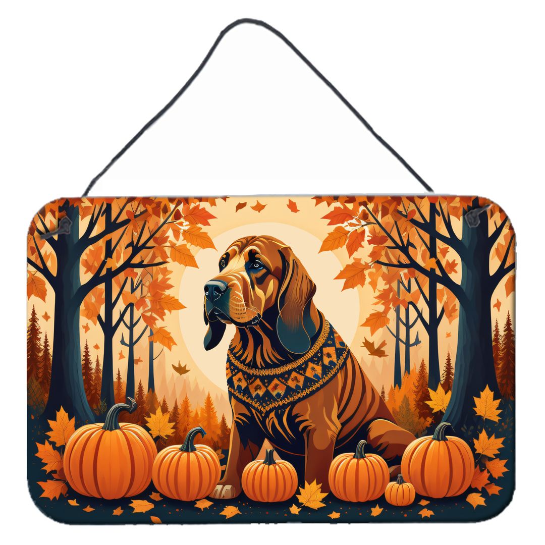 NEW Bloodhound Fall Wall or Door Hanging Prints Aluminum Metal Sign Kitchen Wall Bar Bathroom Plaque Home Decor, 8HX12W, Multico