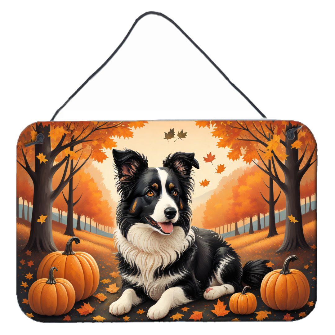 NEW Border Collie Fall Wall or Door Hanging Prints Aluminum Metal Sign Kitchen Wall Bar Bathroom Plaque Home Decor, 8HX12W, Mult