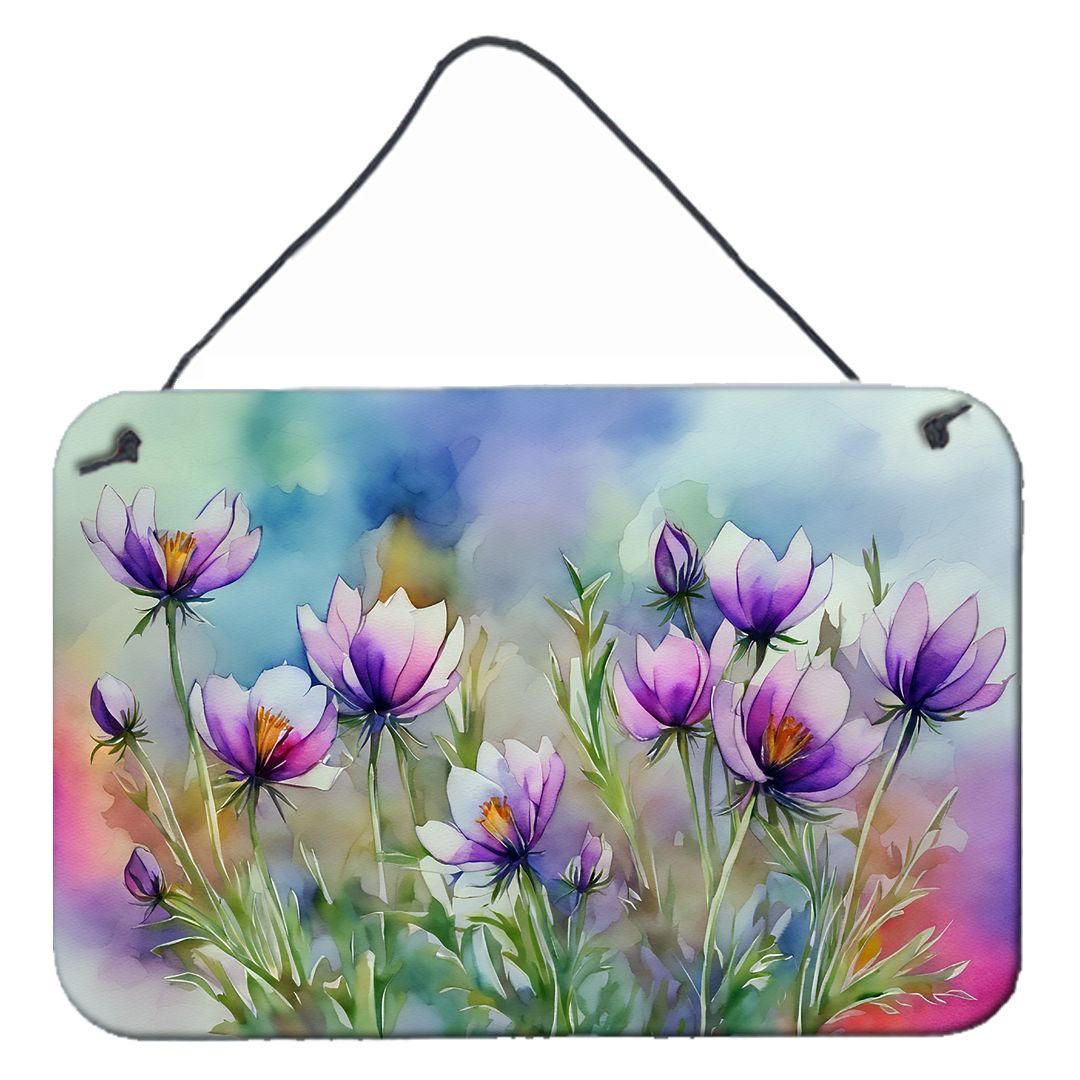 NEW South Dakota Pasque Flowers in Watercolor Wall or Door Hanging Prints Aluminum Metal Sign Kitchen Wall Bar Bathroom Plaque H