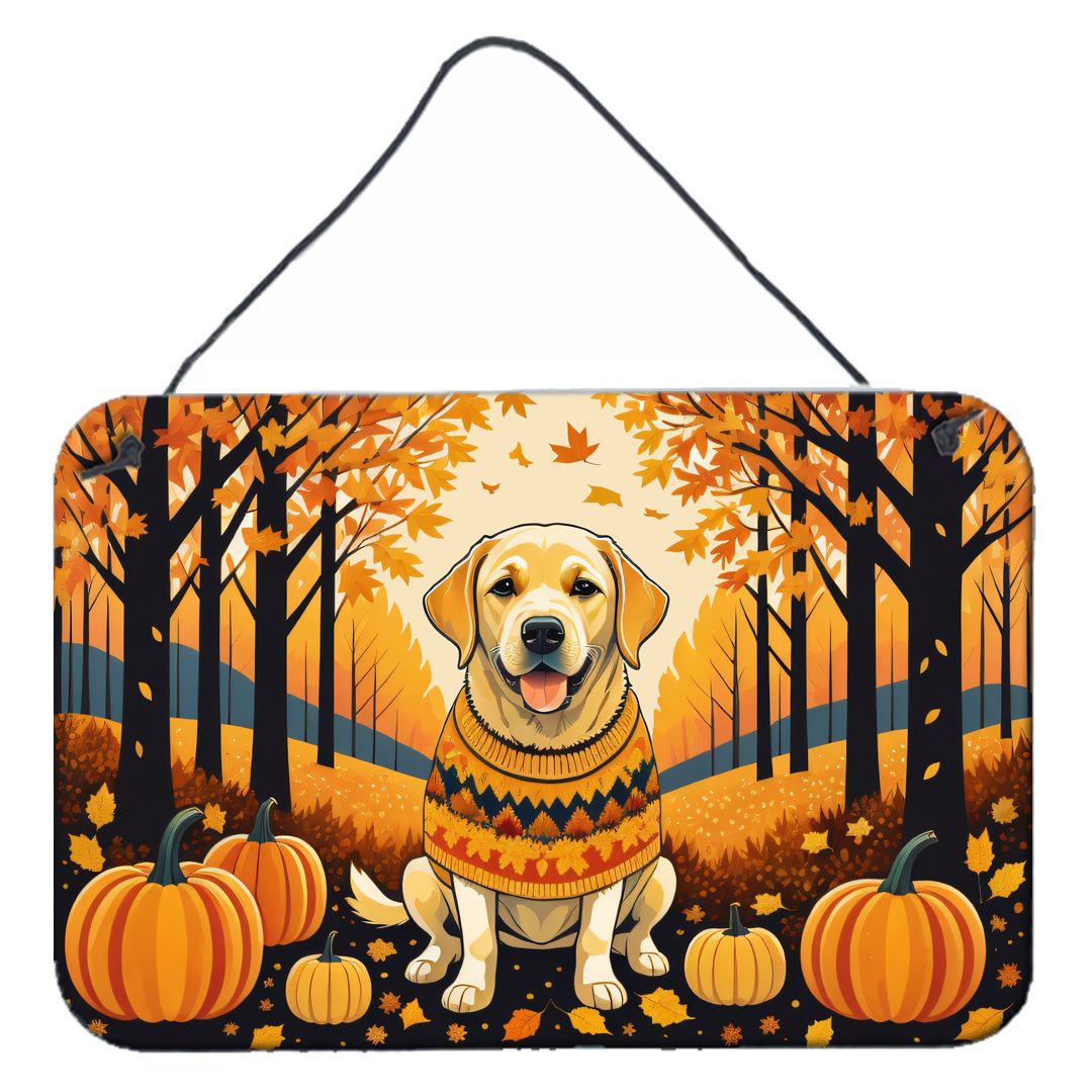 NEW Yellow Labrador Retriever Fall Wall or Door Hanging Prints Aluminum Metal Sign Kitchen Wall Bar Bathroom Plaque Home Decor, 